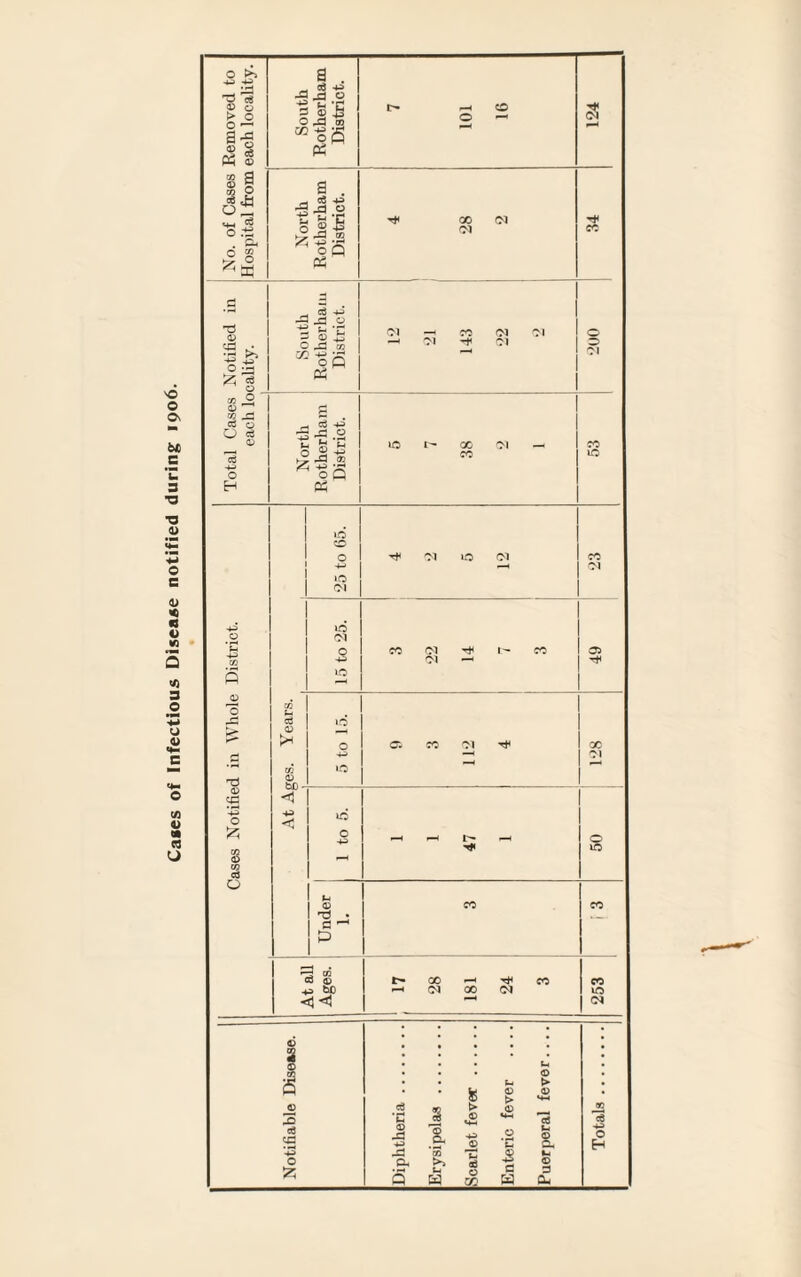 Cases of Infectious Disease notified during 1906.