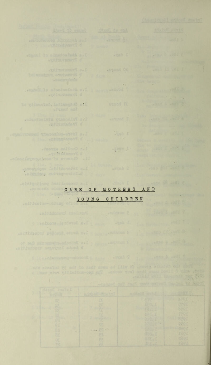 CARE OF MOTHERS AND YOUNG CHILDREN