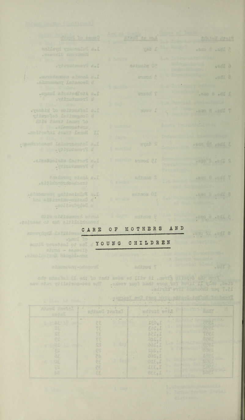 J ' . c CARE OF MOTHERS AND YOUNG CHILDREN