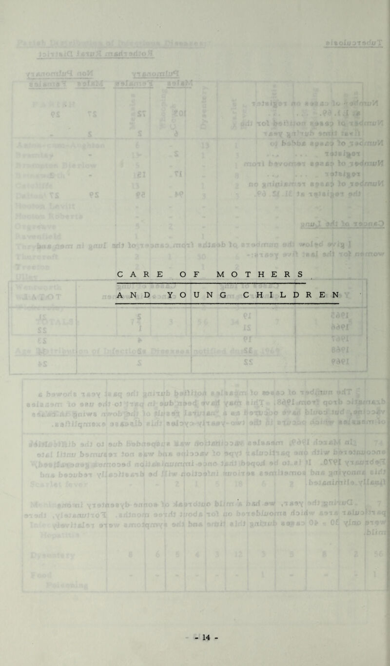 CARE OF MOTHERS AND YOUNG CHILDREN