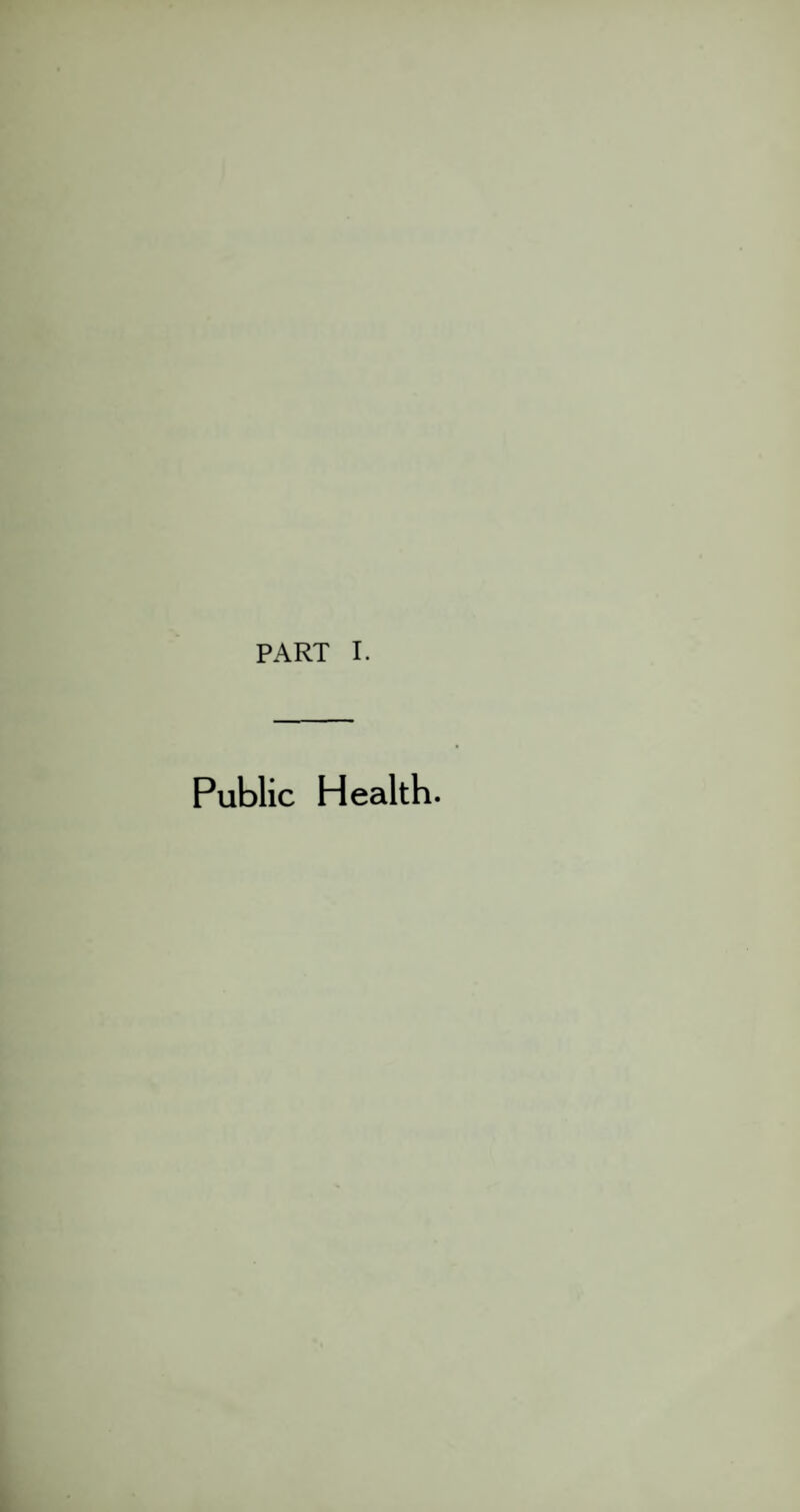 PART I. Public Health.
