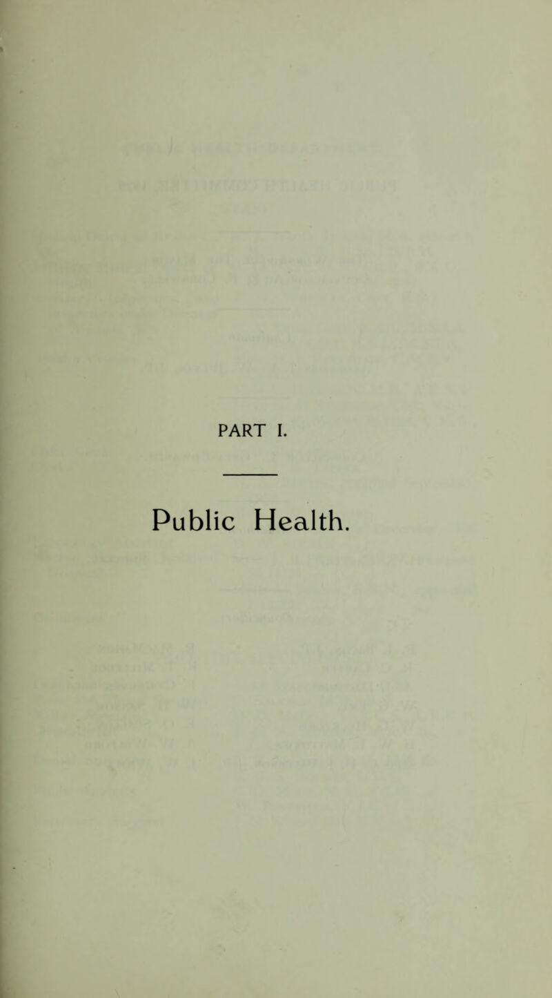 PART I. Public Health.