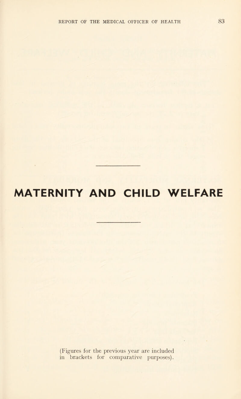 MATERNITY AND CHILD WELFARE (Figures for the previous year are included in brackets for comparative purposes).