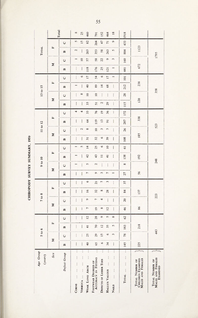 CHIROPODY SURVEY SUMMARY, 1959