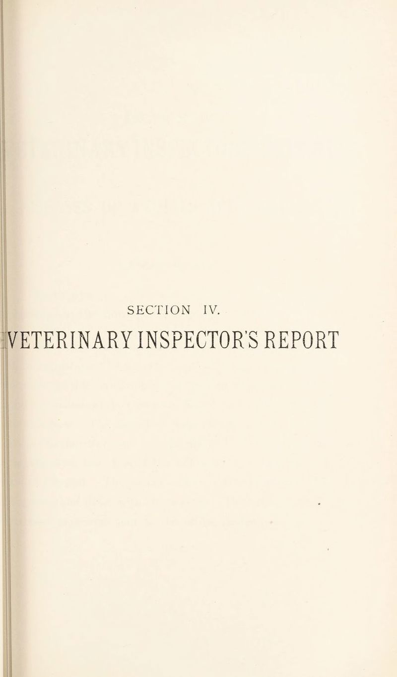 VETERINARY INSPECTOR’S REPORT