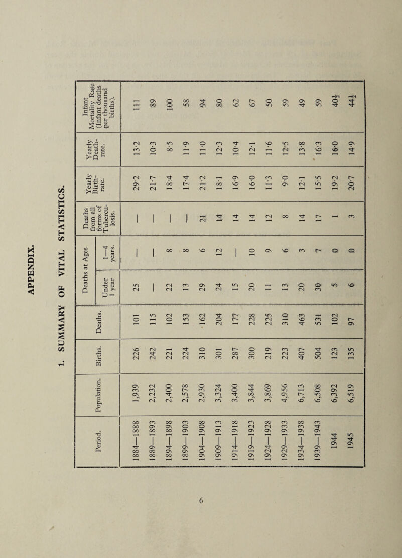 SUMMARY OF VITAL STATISTICS