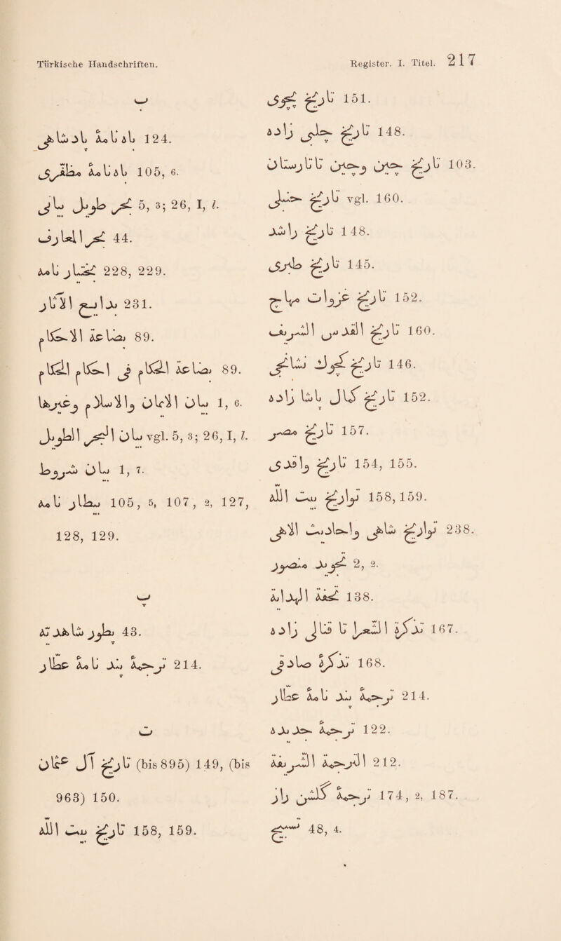 =; 151- ^ L L Ä Ij 124. A.0 L A Ij 105, 6. •«• •* * Istl \ 4 4. <ul; jL::^ 228, 229. 231. \ A^ 8 9. J ^\<l\ ApU. 89. ^ ^ ] 0 Lj 1, 6. vgl. 5, 3- 26,1, l. Lj 1, 7. A.0 L jlla^j 105, 5, 107, 2, 127, *«• 128, 129. Aj JJti Lj j^^j 4 3. ^ C» P ^ UaP A.« 1» »X*j A<p**^ 214. JT ^jL (bis895) 149, (bis 963) 150. WM aH J^ju ^jL“ 158, 159. ajIj 148. öl Ij L L 103. Tgl. 160. 148. j;^<L> 145. 1^'^' I ^aJ AäI I Ij 160. b- 146. 4jlj hl Jligjb 152. Ij 1 ö 7 • ^jL 154, 155. WM All! JUij 158,159. Jb'i! J-,jl=..!_, Jbli gjly 238. • ^ C\ 2, 2. Ais£ 138. A^lj il:^ L l^iW ifj.: 167. ^«^Lö A^J.J 168. \IL^ A.0Ij .A*i A.^^^“.J 214. V • A Jü A<;>»^j 122. •# * * AAJ^-^.C.i^ A<;>*1 212. A^ji 174, 2, 187. 48, 4. Cj:-