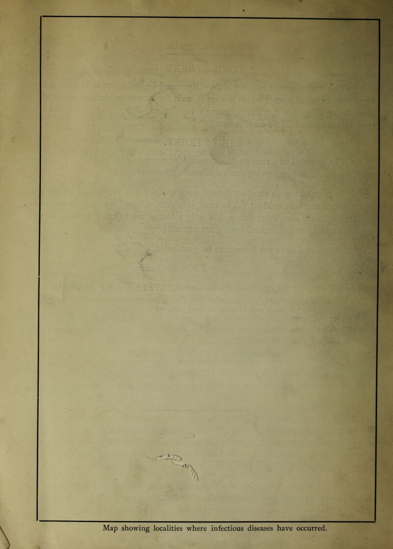 Map showing localities where infectious diseases have occurred