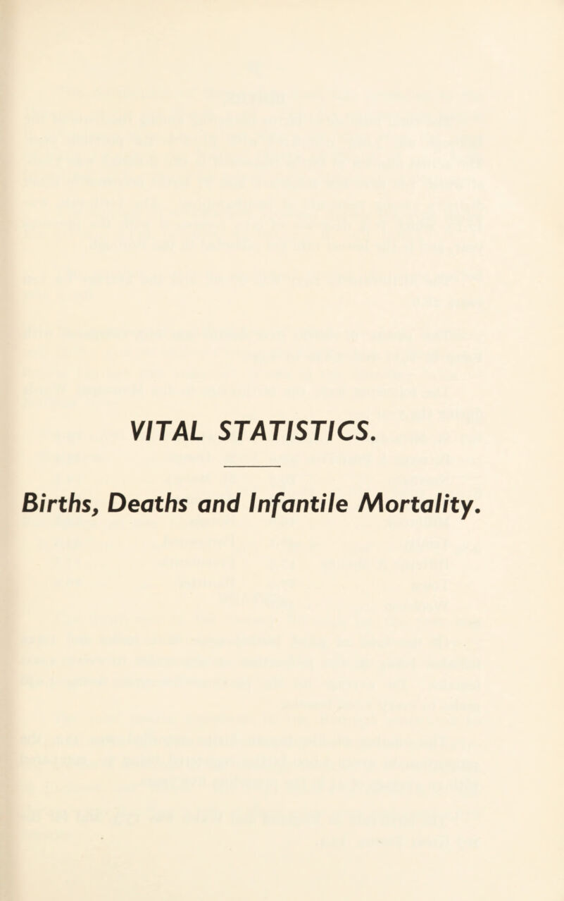 VITAL STATISTICS. Births, Deaths and Infantile Mortality.