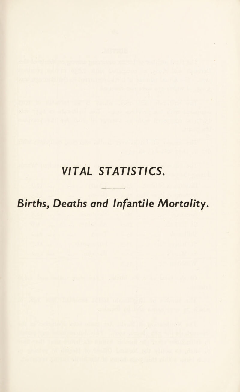 VITAL STATISTICS, Births, Deaths and Infantile Mortality.
