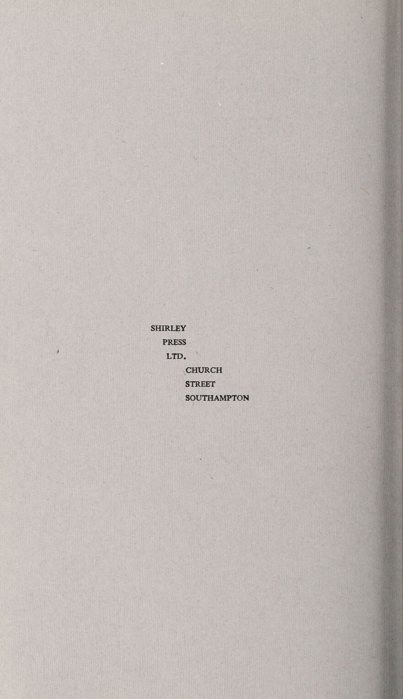 SHIRLEY PRESS LTD. CHURCH STREET SOUTHAMPTON