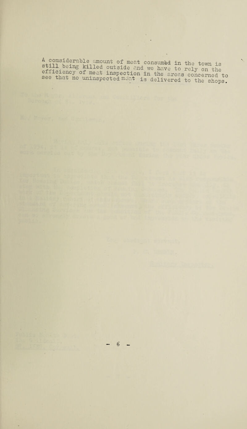 till being killed outside and wo have to rely on the ef-iciency of meat inspection in the areas concerned to see that no uninspected meat i3 delivered to toe shops? 6