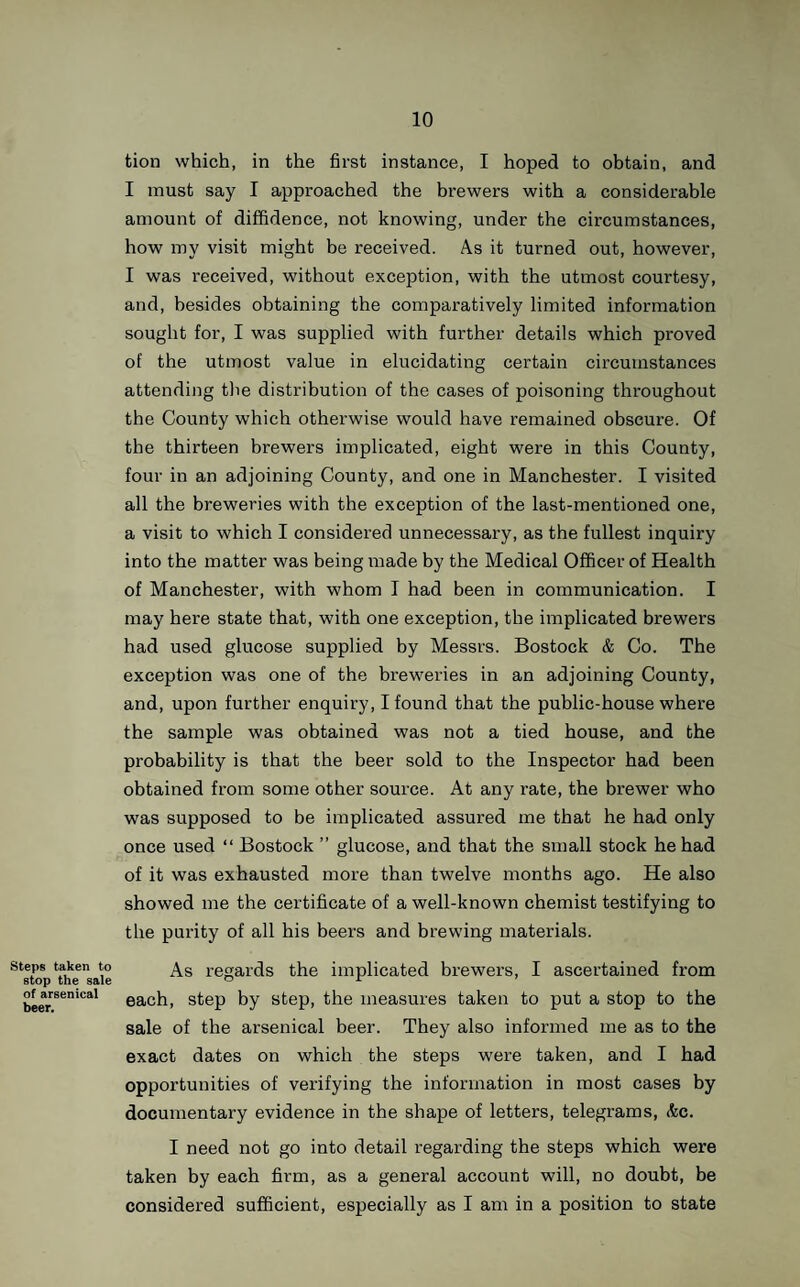 27 0-48 per 1,000. In the following table corresponding figures are given for the past twelve years:— MEASLES. 1889. 1890. 1891. 1892. 1893. 1894. 1895. 1896. 1897. 1898. 1899. 1900. cS Number of Deaths... 347 221 368 187 283 183 280 525 192* 599 58 668 C Rate per 1000. 0-64 0-40 0-67 0-33 0-50 0-32 0-48 0-88 0-32* 0-90 0-08 0-95 11 Number of Deaths... 66 37 106 20 111 39 25 106 62 115 4 114 Rate per 1000. 0-26 0T4 0'44 0-08 0-48 0T7 0T1 0-47 0-27 0-50 o-oi 0-48 * Excluding Brownhills. The great prevalence of this disease is noted in most of the reports. Under this heading the Medical Officer of Health of Bilston writes:—“There were a few cases of measles in the town in February and a few more in March. In April the epidemic extended considerably, and reached its height in June. Unlike most previous outbreaks, however, the com¬ plaint was not identified specially with any one or more schools, but seemed fairly general. Cases continued to appear, though in less numbers, in each month until October, when again there was a considerable increase, while at the end of the year only a few cases were known. Thirty-five deaths, all, with one exception, in children under five years of age, were recorded—viz., one in February, one in March, one in April, three in May, thirteen in June, one in July, three in August, two in September, nine in October, and one in November. “ Unfortunately, this disease is looked upon by the public as of little moment, and as one that a child must have sooner or later, whereas it is, at least when neglected, most serious, in consequence of the rapidity and ease with which it spreads, and the dangerous complications which so readily and so frequently supervene. This is seen by this year’s mortality, though in the year 1895 even more deaths—-viz., 51—were due to it. Measles is not a notifiable disease, nor would notifica¬ tion be of any real use unless each case could be thoroughly and promptly isolated. It is possible, however, that notifica¬ tion of the first case in every affected household would be of