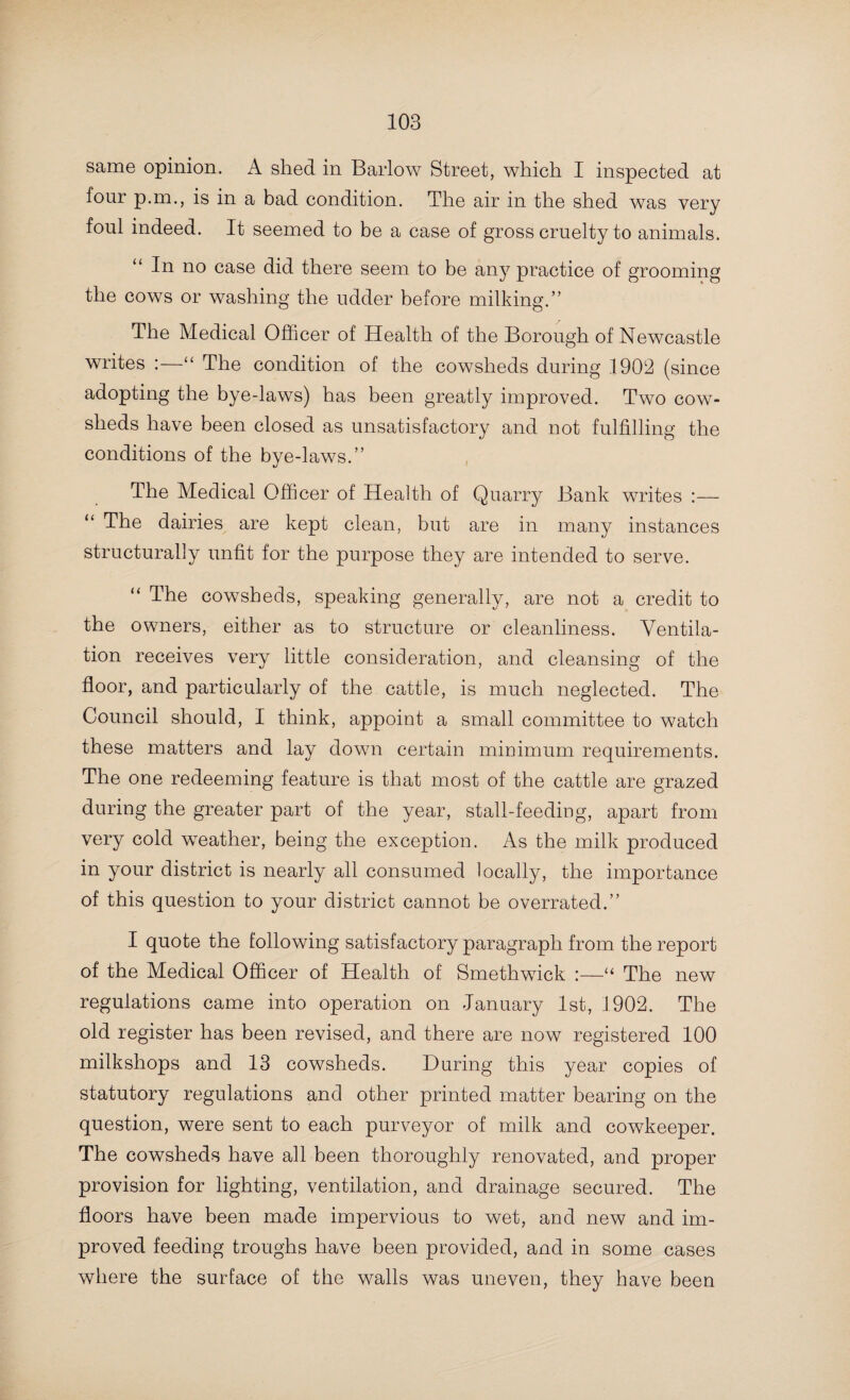 65 “The need for a proper isolation hospital is real and pressing, and has been repeatedly urged. -Lhe consummation of the scheme, to which reference has already been made in a former report, would come as a welcome boon to this and the other townships concerned.” With, reference to the isolation of cases of scarlet fever and diphtheria, the Medical Officer of Health of Fenton writes : “ There is no prospect of successful isolation in the majority of the houses, and since more cases have been removed there has been a great reduction in the number of second and third cases occurring in the same house.” Later in the same report he refers to the assistance rendered by the School Attendance Officer, as follows :—“ Mr. Quirk, the School Board Attendance Officer, when visiting houses for the purpose of investigating the causes of absence from school, has frequently called my attention to cases of sickness which have proved to be infectious, and which, without his visit, would not have been discovered, no doctor having seen the cases, and the parents professing not to know the nature of the disease; these undetected infectious diseases are the most likely to cause trouble, isolation not being carried out.” It is satisfactory to find from the report of the Medical Officer of Health of Handsworth that the District Council have now an efficient disinfecting apparatus of their own. The Medical Officer of Health of Leek Urban District writes: “ The question of hospital accommodation is now under the consideration of your committee, to whom I have pointed out the necessity of increased accommodation, and especially the desirability of providing small observation wards in which cases of a doubtful nature could be temporarily isolated until their exact diagnosis had been made; also, the provision of a suitable discharging room, so that patients may be bathed, clothed, and discharged without coming near the wards. Other requirements suggested were (a) ‘a modern steam disinfecting apparatus for the disinfection of bedding,