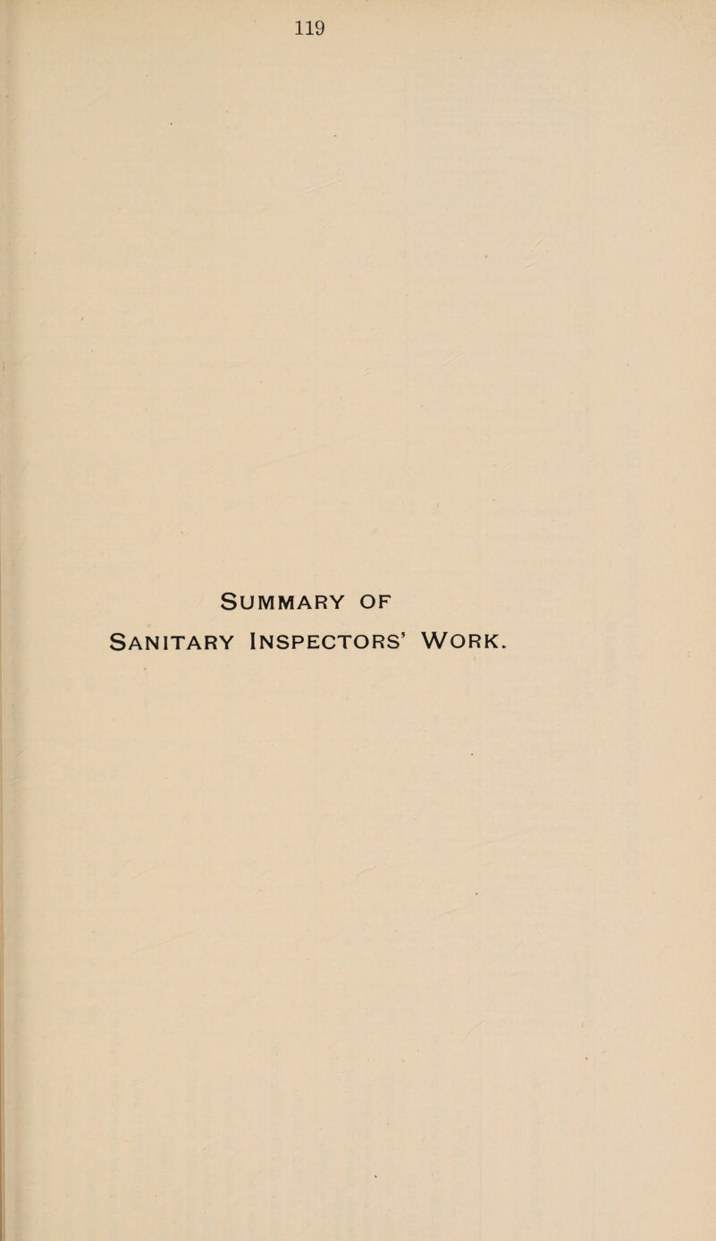 Summary of Sanitary Inspectors’ Work.