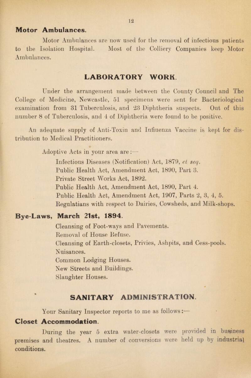 15 (1) Unfit Dwelling Houses. INSPECTION. (a) Total number of dwelling houses inspected for hous¬ ing defects under Public Health or Housing Acts 372 (b) Number of dwelling houses which were inspected and recorded under the Housing (Inspection of Dwellings) Regulations, 1910 ... ... ... 241 (c) Number of dwelling houses found to be in a state so dangerous or injurious to health as to be unfit for human habitation ... ... .... 48 (d) Number of dwelling houses (exclusive of those referred to under the preceding sub-heading) found not to be in all respects reasonably fit for human habitation 220 (2) Remedy of Defects without Service of Formal Notices. Number of defective dwelling houses rendered fit in con¬ sequence of informal action by the Local Authority or their officers ... .... .... 172 (3) Action under Statutory Powers, A. Proceedings under section 28 of the Housing, Town Planning, etc., Act, 1919. (1) Number of dwelling houses in respect of which notices were served requiring repairs .... .... Nib (2) Number of dwelling houses rendered fit:— (a) By Owners .... .... .... Nil. (&) By Local Authority in default of Owners .... Nil. (3) Number of dwelling houses in respect of which Closing Orders became operative in pursuance of declaration by Owners of intention to close .... .... Nil. B. Proceedings under Public Health Acts. (1) Number of dwelling houses in respect of which notices were served requiring defects to be remedied .... 1 (2) Number of dwelling houses in which defects were remedied (a) By Owners .... .... .... 1 (b) By Local Authority in default of Owners .... Nil.