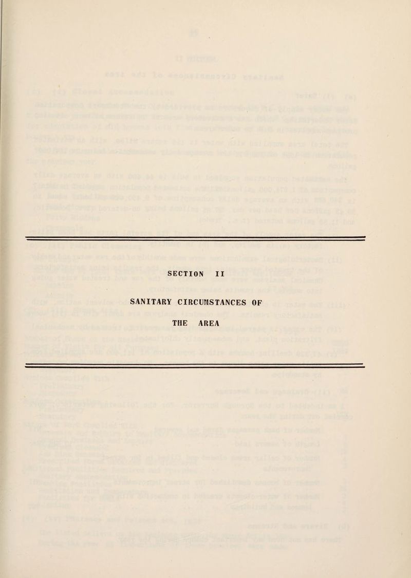 SECTION II SANITARY CIRCUMSTANCES OF THE AREA