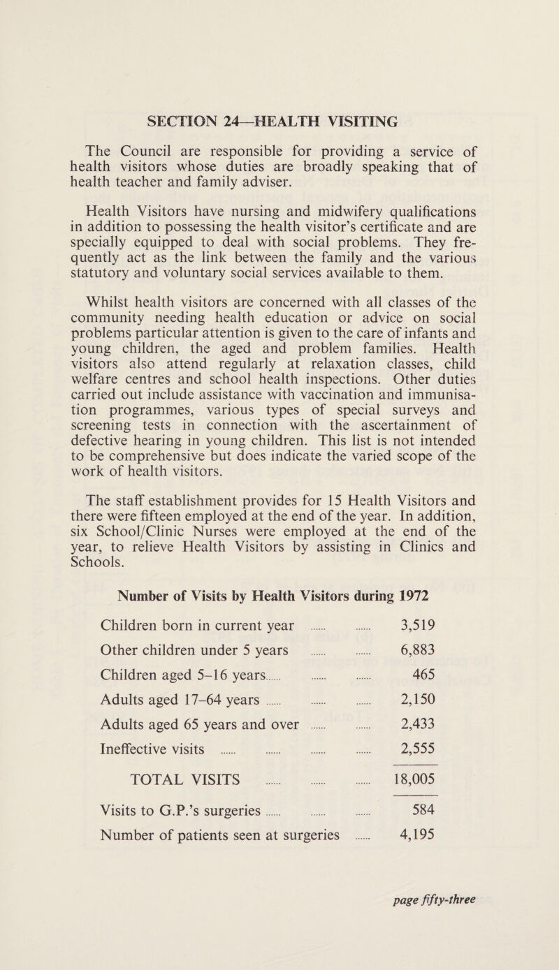 Results of Service of notices Statutory—Public Health Acts, Complied with 165 47 Informal—Complied with or in hand Outstanding 1 Defects or nuisances discovered Defects or nuisances abated 403 359 In addition to the informal notices referred to above, letters of intimation as to nuisances have been sent in 68 cases, making a total of 116 instances in which informal action has been taken to obtain a remedy. Swimming Baths The two public swimming baths in the Borough are provided with continuous filtration and chlorination plants. There are no privately-owned swimming baths or pools in the Borough open to the public. Schools The sanitary condition of all primary and secondary schools is maintained in a satisfactory manner and the water supply to each school is from the Manchester Corporation. Each school is visited once every quarter by the Chief Public Health Inspector, who reports to the Committee for Education. Defects found are promptly remedied. PREMISES AND OCCUPATIONS CONTROLLED BY BYE-LAWS OR REGULATIONS Offensive Trades There are no premises registered for the conduct of offensive trades in the district. Houses Let in Lodgings There are no “ common lodging houses ” in the Borough, but there is still a large number of houses let off in rooms (“ houses let in lodgings,” “flats ”) with inadequate amenities for each individual family.