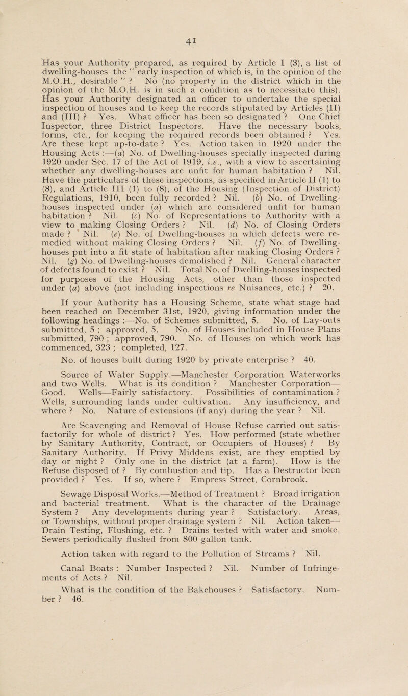 The Urban District Council of Stretford. Sanitary Staff. S. MASSEY, A.R.S.I., Cert. M.I., Chief Inspector. R. C. JACKSON, Assistant Sanitary Inspector and Cleansing Superintendent. T. E. BOWKER, C.R.S.I., Cert. M.I., Assistant Sanitary Inspector. H. M. GATHERCOLE, A.R.S.I., Assistant Sanitary Inspector. Mrs. RIDGWAY, C.M.B., Health Visitor. S. SWIFT, A.R.S.I., Clerk and Assistant Sanitary Inspector. A. SCHOFIELD, Inspector’s Junior Clerk. G. H. HOWARTH, Foreman, Cleansing Department.