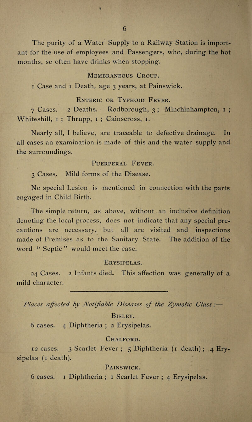 IO Abstract of Visits and Cases from Medical Officer’s Journal.—cont. Inspection of Dairies... ... 10 Inspected Cases Exposure of Infectious Disease... 2 Quarterly Reports to Council ... 4 Closets Nuisance, dangerous to health ... ... 20 Certificates • • • • •» 20 Brook, Puckshole, receives Drainage from Cashes Green ... 11 Attending Hospital Committee ... 0 Railway Stations Waiting Rooms ... ... ... 11 Houses unfit for Habitation ... ... 2 Conduit from Stroud Sewage Works complained of, found it clear and free from smell... 1 357 I have the honour to remain, Ladies and Gentlemen, Your obedient Servant, THOMAS PARTRIDGE, M.R.C.P.I., M.O.H. Stroud, 8th February, 1899.