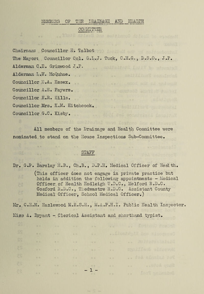 HIDEX Members of Health Committee and Health Staff Index •• . • • • • • •• Introduction by the Medical Officer of Health General Statistics Extracts of Vital Statistics Ambulance Facilities .. Nursing in the home .. Infant Welfare Centres .. Hospitals Laboratory Facilities .. National Assistance Act 1948 Prevention and control over infectious diseases Water Supplies Sewage Disposal •• Cleansing.. Factories Act •• Foreword by the Public Health Inspecto Housing - Slum Clearance* Housing - Closure and repair Certificates of Disrepair Improvement Grants Meat and Foods Inspections Food premises Council Housing Estates Rodent Control Cesspools and Nightsoil Disinfestation .. Moveable dwellings Pet Animals Act .. Shop Acts.. Swimming Pool .. - 2 - 1 2 3 4 4 7 7 7 7 7 7 8 9 9 9 10 13 14 14 15 15 17 19 21 22 22 22 23 23 23 23