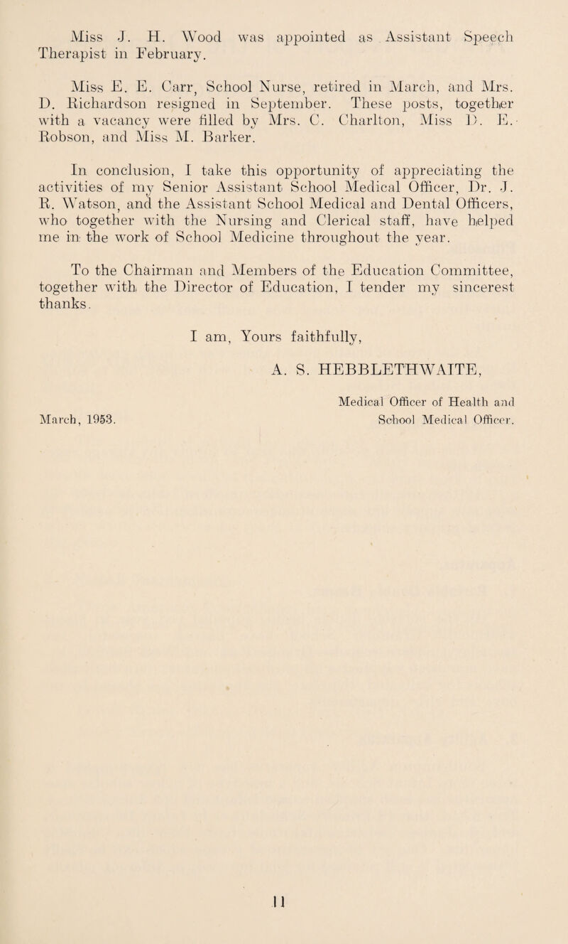 at one time. Two Courses were therefore arranged—one for teachers of children aged 8—11 years and one for teachers of children aged 12—15 years. MEN. Local Courses. 1. Courses for Men Teachers. Local Courses for Men Teachers were arranged as follows: — (a) Evening Course for Men Teachers in Physical Education for Senior Boys from 7.15 to 9.15 p.m. on Wednesdays, from 23rd January to 23rd April. (b) Evening Course for Men Teachers in Athletics for Schools from 7.15 to 9.15 p.m. on Wednesdays, from 14th May to 9th July. (c) Evening Swimming Course for Teachers from 6.0 to 7.0 p.m. on Thursdays, continuing from the previous term and terminating April 10th. (d) Course for Men Teachers in Games Coaching for Primary and Secondary Schools held in the Gymnasium of the Bede Grammar School for Boys from 7.15—9.15 on Wednesday evenings from 17th September to 3rd December inclusive. Mr. G. N. Jessop. In relinquishing his appointment as Organiser in Physical Education, Mr. G. N. Jessop wishes to thank all concerned for their constant and loyal co-operation throughout his long period of service, and to express his gratitude for the kindness and con¬ sideration shown to him during his term of office. Provision of Milk and Meals Miss J. D. Cormack, Organiser of School Meals, reports: — “The following kitchens have been closed: — 22nd February—Springwell Infant School Kitchen. 29th ,, —Valley Koad Infant School Kitchen. 29th ,, —Hill View Infant School Kitchen. 7th March —Hylton Load Central Kitchen. 14th ,, —Plains Farm School Kitchen.