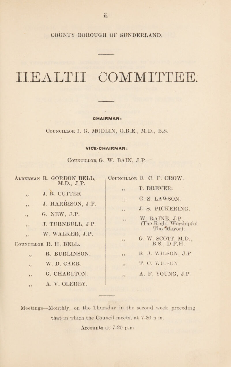 County Bopottgh o£ Sunderland. HEALTH DEPARTMENT. Annual Report FOR THE YEAR 1920, (62 weeks ended 1st January, 1921). NATURAL AND SOCIAL CONDITIONS OF THE DISTRICT OF SUNDERLAND. The Population at the Census in 1911 was 151,162. The estimated Population for 1920 was 155,211. CENSUS POPULATION. The Census populations of the various Wards were as follows: Bishopwearmouth . . 9,519 Monkwearmouth-Shore ... Bridge .. , . 12,302 Pallion,...,.... ... 9,145 Central... . 8.376 Park.................. 9,287 .... 9,965 Colliery . . 7,332 Roker ... Deptford. . 9,998 St. Michael’s . .... 7,723 East. . . 8,698 Sunderland... .... 9,336 Hendon . .. 8,669 Thornhill .. .... 12,472 Monkwearmouth.. . 7,928 West ... .... 11,327 AREA AND DENSITY OF POPULATION. The area of the Borough is 3,357 acres and the density of popu¬ lation per acne 46'2. PHYSICAL FEATURES AND GENERAL CHARACTER OF THE DISTRICT. The whole of Sunderland is built either on impervious clay, or on pervious beds, such as sand, gravel, ballast, or “made ground” resting on clay. The chief occupations of the inhabitants are, in addition to general trade and commerce, shipbuilding, engine building, coal mining, rope making and glass manufacture. Tables of Vital Statistics will be found in the Appendix to this Report.