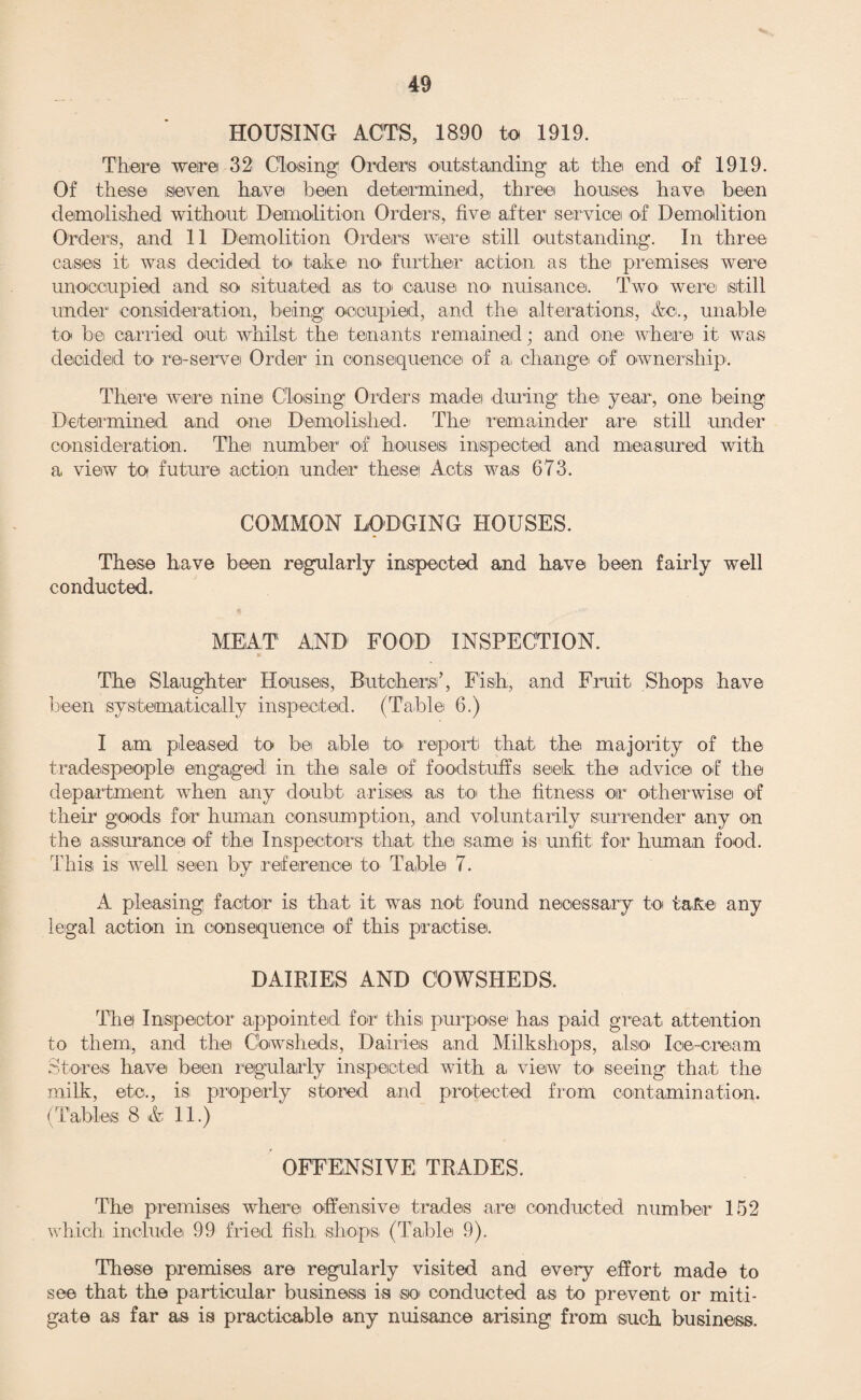 16 (9) Number of cases of “ inflammation of the eyes, however slight” .. 13 (10) Number of infants not entirely breast-fed while in the Institution, with the. reasons why they were not breast-fed . 3 (In one case mother suffering from Cardiac trouble, in another albuminuria and in the third Epilepsy.) (11) Number of Maternal Deaths . 6 (3 Puerperal Sepsis, 2 Cardiac and Pneumonia, and 1 Ovarian Tumour.) (12) Number of foetal deaths (still-born or within 10 days of birth) and their causes . 25 10 within 10 days of birth:— 1 Patent Foramen Ovale. 2 Cerebral Compression from Impacted Labour. 3 Icterus Neonatorum. 4 Pemphigus Neonatorum. 15 St ill-born:— 5 Premature Birth. 2 Contracted pelvis. 3 Macerated. 21 Antepartum Haemorrhage. 1 Pneumonia. 1 Prolapsed cord. 1 Albuminuria. H. C. HAMILTON, Matron. REPORT OF THE SUPERINTENDENT HEALTH AND INSPECTOR OF MIDWIVES. VISITOR To the Medical Officer of Health. Sir, I beg to submit the following report of the work done in the Borough by the Health Visitors during the year 1920. Changes.—We commenced the year with a. staff of seven Health Visitors:—Superintendent and six assistants. In March three additional assistant Health Visitors were appointed and the Borough divided into nine districts for the purpose of their work, which makes an average of about 550 births for each Health Visitor. In April a Maternity and Child Welfare Centre was opened at the Jeffrey Hall, Monk wear mouth. There are now eight Centres under your charge, r 0