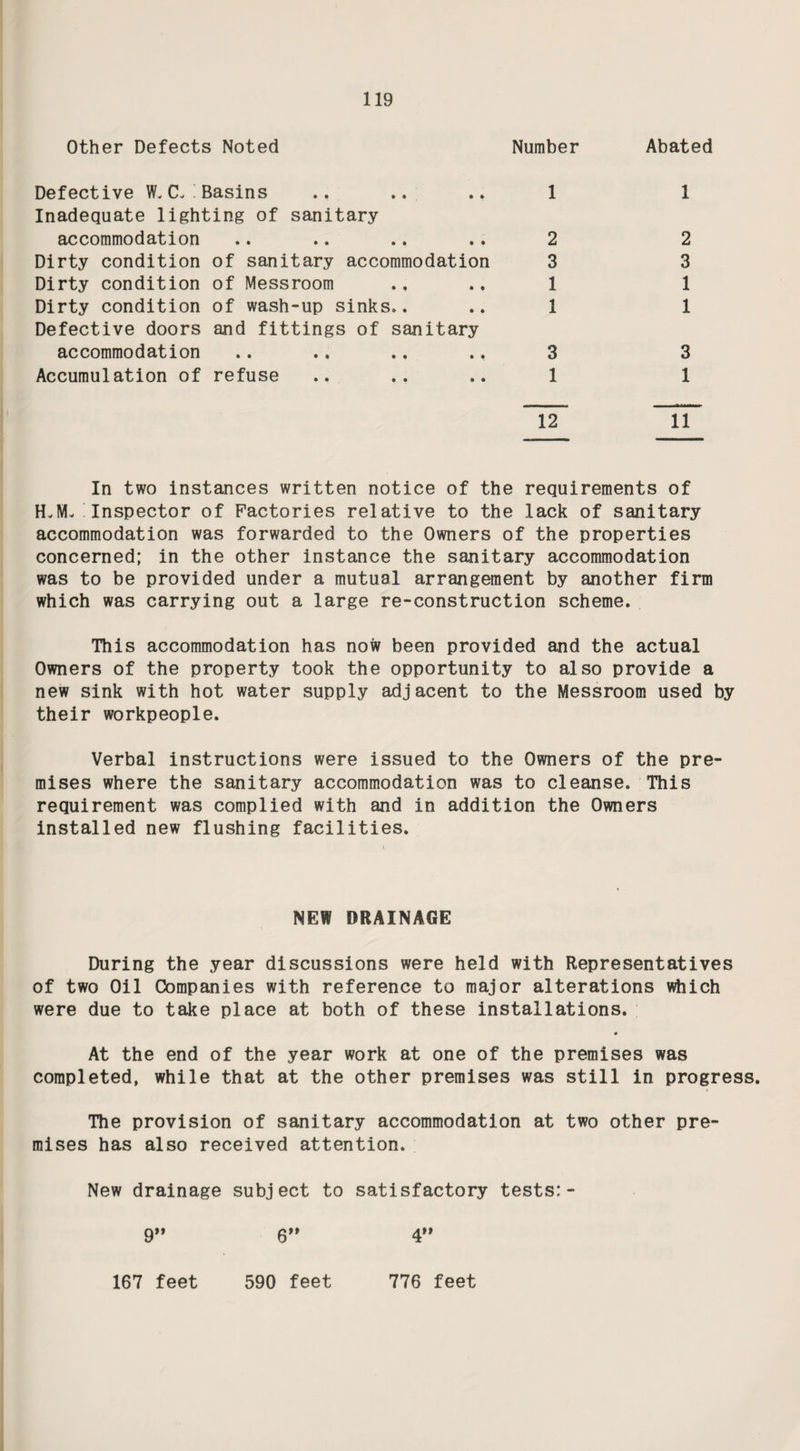 77 Food and Drugs Act, 1955. ADULTERATION, &c. The number of samples analysed under the above Act during the year was 293 and these are classified as follows:- Number Percentage of Total Samples Milk • t « • • • ^ 209 71.33% Butter and Margarine • ^ 4 1.37% Other Foods ., ., • • 80 27.3% Drugs • • • • » • • • > - Of the 293 samples taken and submitted for analysis 9 (3.07%) were non-genuine while in 1960 of 305 samples submitted 4 (1.37%) were non-genuine. The nine non-genuine samples were dealt with as follows:- 5 samples of milk were deficient in milk fat - 3 of these samples were “Appeal to Cow*' samples. The producer concerned was instructed to consult the Durham County Milk Production Officer of the Ministry of Agriculture for advice on improving the quality of the milk from his herd. 1 Sample of Butter was contaminated with an unknown blue dye-stuff. The affected portion was removed and the remainder passed fit for consumption. 3 Samples, 2 of prunes, and 1 of Tea were contaminated in transit and they were later destroyed. Ice-Cream (Heat Treatment) Regulations, 1947. Ice-Cream Factories, Merchants and Dealers. A high standard of cleanliness has been maintained in all premises where ice¬ cream is being manufactured, stored and sold. Frequent inspections are made at local factories during the manufacture of ice-cream, particular attention being paid to the subsequent cleansing and sterilising of equipment after use. There were 98 samples, sub¬ mitted for bacteriological examination and 87. 7% were satisfactory compared with 81.9% in 1960.