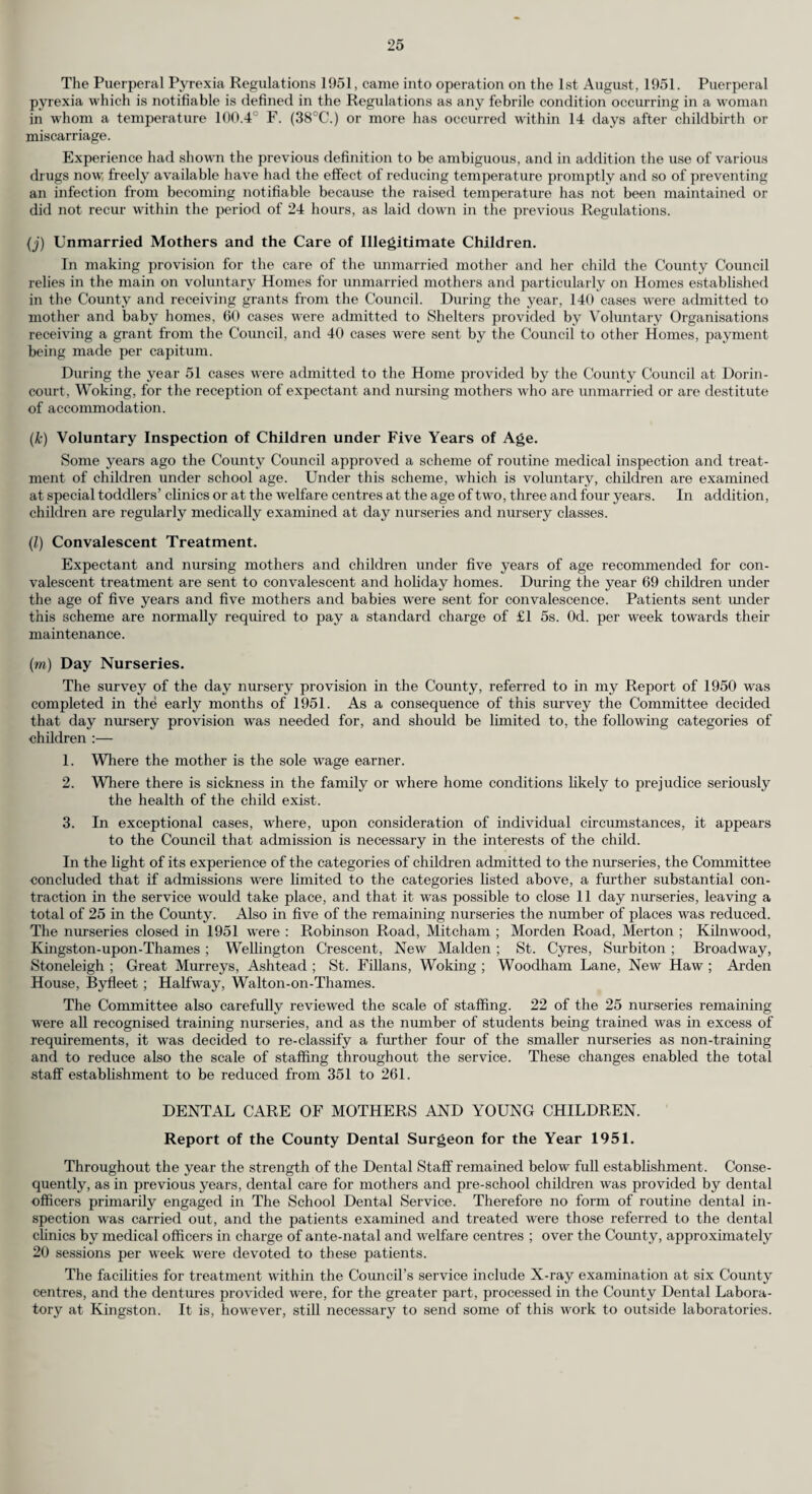 / Surrey County Council ANNUAL REPORTS OF THE COUNTY MEDICAL OFFICER OF HEALTH AND SCHOOL MEDICAL OFFICER For the Year 1951