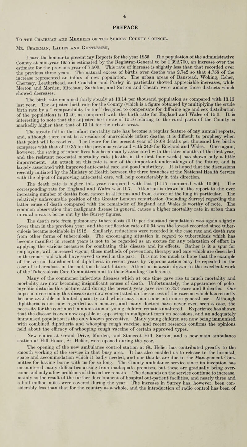 ADMINISTRATIVE COUNTY OF SURREY. 6. Causes of Death at Different Periods of Life, 1955. The causes of all deaths during 1955 are classified in age groups for the aggregate of urban districts and for the aggregate of rural districts in the following table :— Aggregate of Urban Districts. Aggregate of Rural Districts. Causes of Death. Sex All Ages 0- 1- j 16- 25- i 45- J | 65- 75- All Ages O- 1- 6- 15- 25- 45- 65- 75- All Causes. M. 6,738 153 23 36 69 261 1,787 1,863 2.546 839 30 4 10 9 36 205 247 298 F. 7,158 126 29 29 29 275 1,165 1,648 3,857 828 22 4 3 4 32 137 175 451 1. Tuberculosis, Respiratory ... M. 79 _ _ _ _ 14 30 26 9 9 — — — — 2 4 2 1 F. 47 — 1 — 3 18 20 4 1 5 — — — — 1 2 1 1 8. Tuberculosis, Other. M. 8 _ _ _ 2 5 1 — — 1 — — — 1 — — — — F. 5 — — — — 1 2 — 2 2 — — — 1 — 1 — — 8. Syphilitic Disease. M. 39 — — 1 _ 2 14 13 9 2 — — — — — 1 1 — F. 34 — — — — 2 7 13 12 2 — — — — — — 1 1 4. Diphtheria. M. F. 6. Whooping Cough. M. — — — _ _ — — — — — — — — — — — — — F. 6. Meningococcal Infections ... M. 2 1 1 F. 7. Acute Poliomyelitis. M. F. 8 1 — 1 2 1 3 1 1 — — — — — — — — — — — & Measles . M. 3 — 1 1 1 — — — F. — — 9. Other Infective and Para- M. 13 _ — — _ 1 6 3 3 4 — — 1 — 2 1 — — sitic Diseases F. 20 1 — 1 — 2 11 2 3 3 — — — — 2 1 — — 10. Malignant Neoplasm, M. 156 — — _ _ 3 62 42 49 16 — — — — — 4 8 4 Stomach F. 123 — — — — 7 28 45 43 8 — — — — 1 1 2 4 11. Malignant Neoplasm, Lung, M. 508 _ — _ _ 19 281 156 52 48 — — — — — 27 18 3 Bronchus F. 82 — — — — 4 34 22 22 12 — — — — 1 4 5 2 12. Malignant Neoplasm, Breast M. 1 — — — _ — 1 — — — — — — — — — — — F. 274 — — — 1 26 124 64 59 29 — — — — 3 17 4 5 13. Malignant Neoplasm, Uterus M. — F. 101 — — — — 6 51 17 27 10 — — — — — 4 4 2 14. Other Malignant and M. 686 _ 1 3 11 38 209 207 217 89 _ — _ 1 6 29 33 21 Lymphatic Neoplasms F. 655 — 1 2 1 52 192 182 225 74 — — — — 7 26 18 23 15. Leukaemia, Aleukemia M. 48 — 3 5 2 2 17 13 6 1 1 — F. 23 1 2 1 — 5 5 6 3 5 — — — — 2 1 — 2 IS. Diabetes . M. 28 _ — _ _ 4 4 11 9 4 — — — — — 2 — 2 F. 48 — 1 — — 3 4 16 24 8 4 4 17. Vascular Lesions of Nervous M. 732 2 — — — 15 129 214 372 87 — — — — 1 14 27 45 System F. 1,192 2 — — 2 16 147 297 728 140 — — — — 1 17 35 87 18. Coronary Disease, Angina... M. 1.242 — — — 1 23 462 395 361 161 — — — — 3 44 64 50 F. 812 — — — — 9 102 246 455 111 — — — — — 11 45 55 19. Hypertension with Heart M. 124 _ — _ — 1 25 41 57 15 — — — — — 2 3 10 Disease F. 190 — — — — 1 18 62 109 18 — — — — — — 5 13 20. Other Heart Disease M. 810 — — _ 1 10 73 196 530 106 — _ _ _ 1 12 25 68 F. 1,376 1 — 1 1 16 104 222 1,031 157 — — — — 1 14 24 118 21. Other Circulatory Disease ... M. 323 — _ — — 5 58 90 170 37 — — — — 2 9 7 19 F. 429 — — 1 1 10 54 106 257 37 — — — — — 5 5 27 22. Influenza . M. 47 — 1 _ 1 2 6 19 18 3 — _ _ — 1 1 1 — F. 48 — — — — i 7 10 30 2 2 Continued overleaf