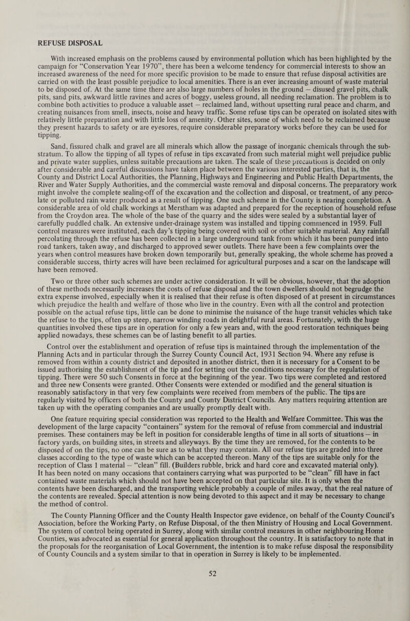 Although the service throughout the County is somewhat variable, there is no doubt that in all areas the principle of screening children from the developmental aspect is firmly established in a corps of well-trained medical officers. It is possible therefore by judicious use of such staff to arrange for any pre-school child to be examined in any part of the County. There is much room for experiment in this field and the following extracts from certain Divisional reports show how the problem is being tackled in different areas: — North Western Division Dr. C. A. McPherson, Divisional Medical Officer, reports: — “We have attempted as far as possible during the year to arrange that clinics for mothers and children aged 0—5 years should be conducted by medical officers who have some special knowledge and interest in the modern screening techniques for children. In October, 1969, Dr. West was appointed Senior Medical Officer in the Division and it is part of her duty to encourage the development of this field of work as far as possible. Dr. Lilliott, whose work is mainly related to the Walton and Hersham areas is already qualified for this type of examination. In April, 1970, Dr. Anderson, part-time Medical Officer in Camberley, was authorised to attend a residential Course in Bristol and she now pursues the examinations at the Berkshire Road Clinic, Camberley. In most of these Clinics, therefore, we have the services of either a Doctor especially skilled in this work or the services of one who fully appreciates the need for paying particular attention to this type of examination. All medical officers now have the Stycar Testing Manuals and the majority of them are also using the Stycar hearing and vision testing special equipment.” Northern Division Dr. M. V. Hope, Senior Medical Officer, reports: — “During the past year I have held weekly developmental clinics in Shepperton, initially screening the ‘At Risk’ cases but as the year went on we have attempted to see as many as possible of the 3 year old children. This examination included a full ante-natal history and medical and progress history up to that age followed by a physical examination. During the history taking I have observed the child attempting simple puzzles and the normal 3 year old Mary Sheridan tests, i.e., bridge and tower building with the Stanfojd Binet blocks, their capabilities of drawing a circle and other simple drawings. We have done a speech screening test1 and where speech was not up to standard referral to the Therapist and a routine audiometry test carried out so that therapy can be instituted by the 4th year rather than leaving this until school entrance. We test the vision wherever possible with a Stycar. I also see children at six weeks and one year, especially if there is cause for concern and they are referred either by the G.P.s who do ordinary baby clinics or the Health Visitors.” South-Eastern Division Dr. G. Tapp, Senior Medical Officer, reports: — “In the South-Eastern Division in 1970, we have adopted a policy of seeking out those children whom we feel may present particular difficulties or problems when starting school, and offering a pre-school assessment. The presence of a parent is, of course, essential to this examination, and the child and parent are invited to come to the Clinic at a time convenient to them and the doctor. This invitation is usually extended through the Health Visitor concerned with the family. The examination is recorded on Form 10M. so there shall be continuity with further examinations carried out during the school career. The doctor will have available any relevant medical records, including Infant Welfare records, that may be useful to him or her during the examination and subsequent discussion with the parent. After the assessment has been completed, the general rule is that, having obtained the parent’s consent, a letter is written to the Head Teacher of the school the child will be attending within the next few months, putting the position as clearly as possible, explaining the medical situation in lay terms, and defining any difficulties that may arise in the educational field relating to the medical situation. The children invited to this examination are selected from the Observation/Handicap Register. This register, in its new form, has only been in existence since 1968, so naturally the children now rising school age are those children who have been grafted on to this Register from our previous pre-school records of children with handicaps or a known medical history which might give rise to difficulties in the educational field.” The importance of early diagnosis of developmental defects, not only in the light of obtaining any possible treatment, but also from the educational point of view is manifest. The old “Infant Welfare Clinic for pre-school children” and “School Health Service for Schoolchildren” concept is no longer apt. The child is an individual and an approach to his development which arbitrarily transfers him from one form of care to another at five years is outdated in view of the improvements which have taken place in developmental diagnosis in the early years. This goal is steadily being achieved, and a unified approach to the service as a whole is made in Surrey, from the medical officers in the schools and clinics at field level to the management at County Hall, where both pre-school and school health problems are dealt with by the same personnel working in one section. With the development of attachment of health visitors to general practice on the increase a number of practi¬ tioners have expressed interest in holding their own Child Health Clinics, and as much assistance as possible is 1 See page 62. 18