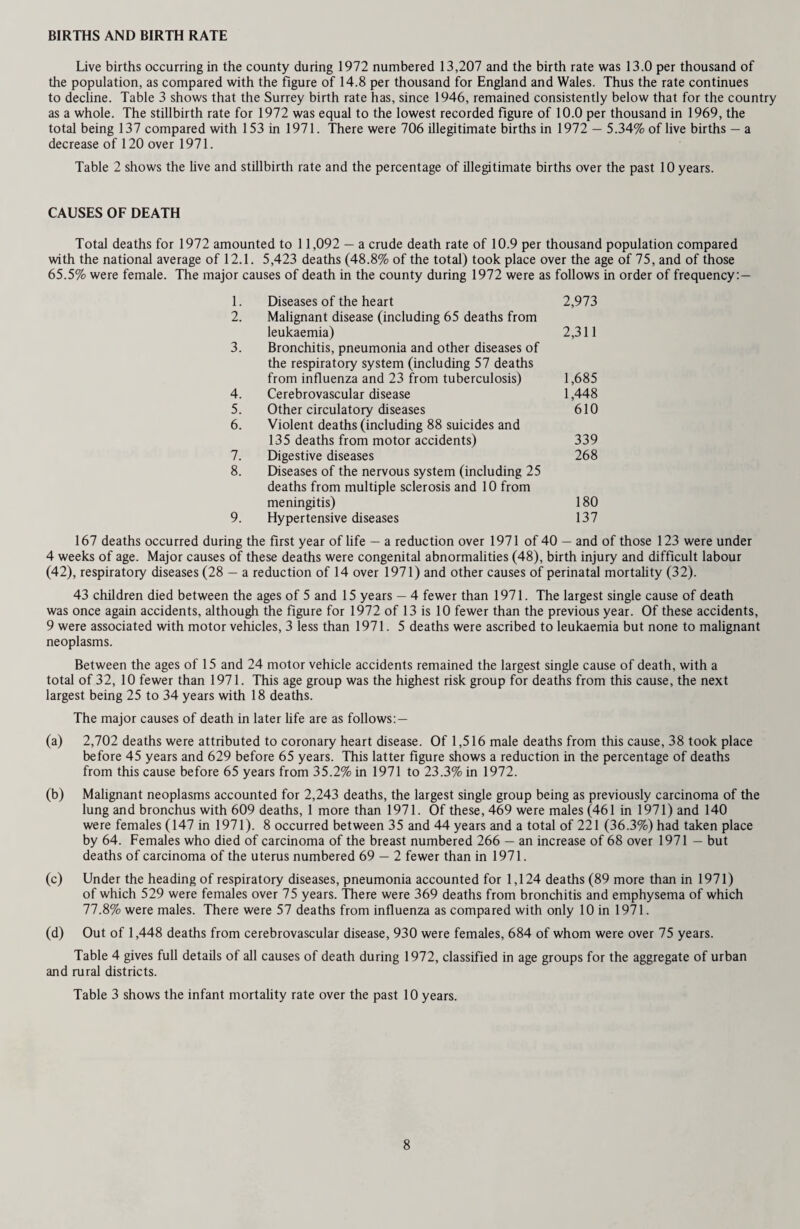 CHAPTER SIX - AMBULANCE SERVICE A. Organisation and Administration There were no major changes in the organisation and administration of the service during the year. B. Control The Headquarters Control at Banstead continues to provide an efficient and flexible centralised control system. C. Operational Strength Vehicles Operational Reserve Ambulance 63 13 Sitting Case Vehicle 36 9 Control and Equipment Vehicle 4 — Handicapped Person Vehicle 11 1 (Welfare and Mental Health) — — Totals: 114 23 D. Staff The staffing position took a downward trend and for the last six months of the year the service was operating at approximately 10% below establishment. An interim payment to ambulance employees was introduced in the latter part of the year pending consideration of a new wages structure by the National Ambulancemen’s Council. This payment had no marked effect on the level of recruitment and for the first six months of 1973 the service has continued to operate at approximately 10% below establishment. E. Premises Cobham Sub Station The new Station replaced unsatisfactory premises in Esher and was operational from the 14th May 1972. Development Work continued on the 6 bay extension to Chertsey Main Station and it is expected that the work will be completed early next year (1973). Existing Stations Northern Division Southern Division Banstead Area Chertsey Area Guildford Area Redhill Area Banstead Main Chertsey Main Guildford Main Redhill Main Epsom Sub Ashford Sub Cranleigh Sub Dorking Sub Cobham Sub Camberley Sub Farnham Sub Gatwick Sub Leatherhead Sub Egham Sub Godaiming Sub (B.R.C.S.) Godstone Sub Walton Sub Knaphill Sub Haslemere Sub Warlingham Sub F. Voluntary Organisations Hospital Car Service The work undertaken by the Hospital Car Service continued to expand. During the year they conveyed 215,264 patients, 2,004,112 miles, an approximate increase of 10.8% patients and 4% mileage over the previous year. The Hospital Car Service is organised, administered and operated by the Ambulance Service from its head¬ quarters control. There are approximately 230 volunteer drivers who give their services free, the County Council reimbursing them at a nationally agreed mileage rate to cover their costs. 39