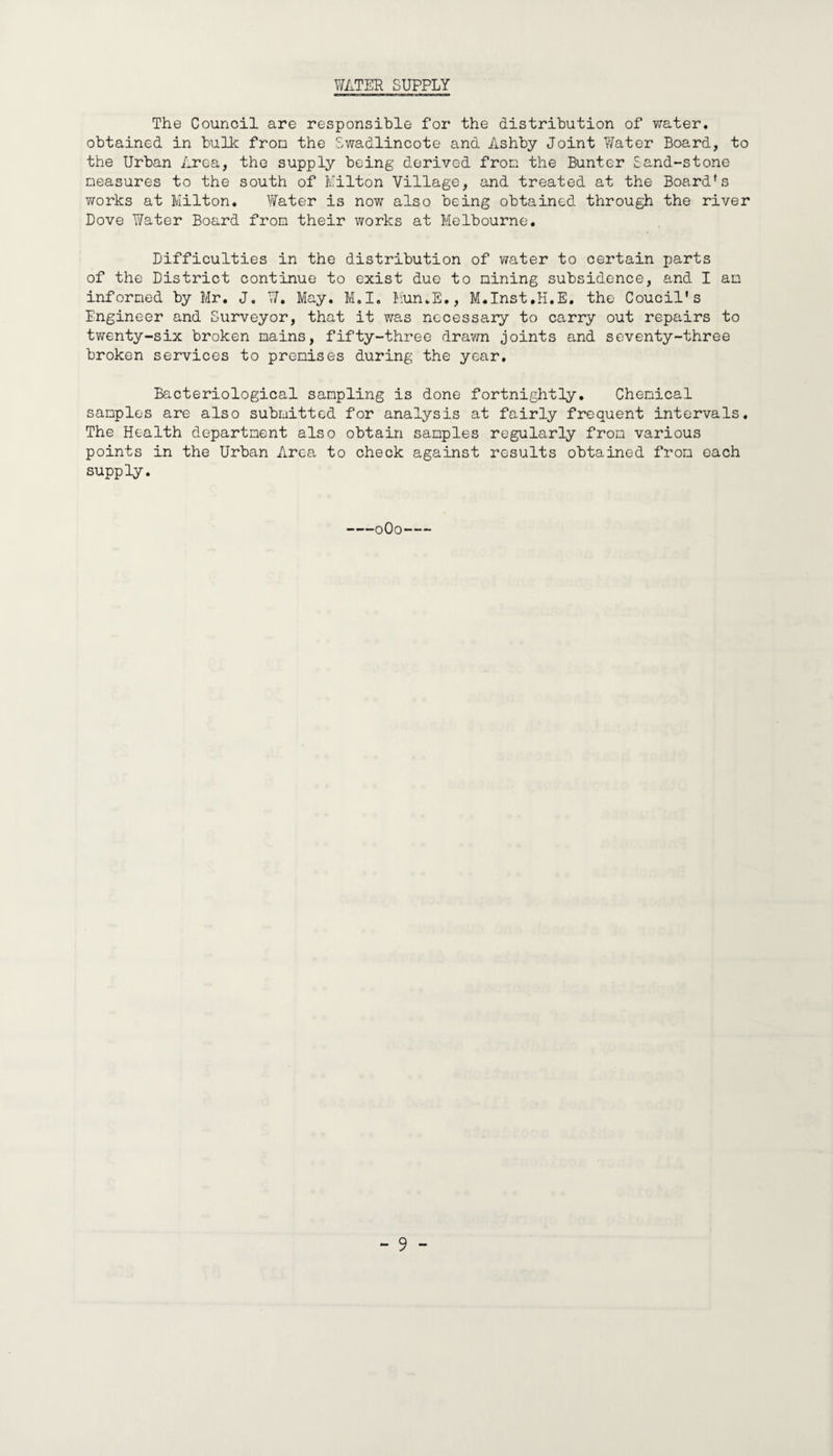 STMIARY OF INSPECTIONS AND RESULTANT ACTION. The following information is compiled in tabular forn and is in fact a summary of work undertaken in the department during 1962. (a) Housing. Visits under the Housing Acts ... •. ••• 721. Visits under the Public Health Acts ... ••• • »• • ••• 1140* • t • I • • • • • (b) General. Subsidence ... Factories ... Outworkers •.. Verminous premises and articles Schools ... •.• • Keeping of animals ... Water Supplies and Water sampling Food Premises . Tents, Vans and Sheds ... Drain Testing and inspection •• Hairdressers ••• ... • • Smoke Observations • • • .. (c) Interviews. Complaints Housing Applicants Owners Contractors • • • • • • • • • 196. 178. 2. 24. 8. 6. 29. 1815. 22. 309. 16. 81. 170. 576. 142. 62. (d) Number of Notices Served Informal Notices Formal Notices Outstanding Jan.1962. Outstanding Jan.1962. Public Health Act. 1936. Food and Drugs Act. 1955. Factories Act. 1937. Clean Air Act. 1956. Derbyshire County Council Act.1954. Caravan Sites and Control of Development 16 Act. I960. Informal Notices Served. Formal Notices Served. (e) Public Health Act. 1936. Food and Drugs Act. 1955* Factories Act. 1937. Clean Air Act. 1956. Derbyshire County Council Act. 1954. Caravan Sites and Control of Development Act. i960. (f) Number of Notices complied with (including notices outstanding from 1961). Public Health Act. 1936. Food and Drugs Act. 1955* Factories Act. 1937. Clean Air Act. 1956. Derbyshire County Council Act. 1954. Caravan Sites and Control of Development Act. i960. 54 6 6 1 1 108 31 4 6 7 13