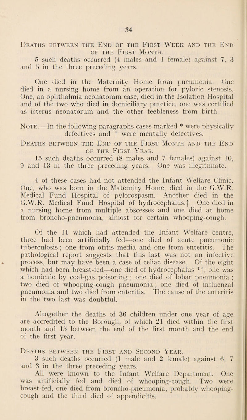 91 GENERAL. Swindon is still growing, and building estates are being rapidly developed in all the outlying parts of the Borough. Surprising though it may seem, these new houses are being occupied almost before they are completed and yet there are very few of the older houses to let or sell. So that it would seem that the population must be on the increase. This, of course, is very satisfactory and shows that the Borough is in a flourishing condition. The provision of a proper flushing apparatus to every water- closet is desirable, and this matter is being attended to by your Inspectors. During the year a large number of flushing-cisterns have been installed where previously none had existed. The progress made is satisfactory and the time will soon come when every w.c. will have a proper flushing apparatus. The privately owned swimming pools within the Borough were kept under constant supervision during the year, and samples of the water were taken periodically. On the whole these samples proved to be satisfactory, excepting that towards the end of the year one of the samples was found to be bad. Steps were im¬ mediately taken to rectify this, and on a further sample being taken the water was found to be passable. During the year the Great Western Railway Medical Fund Society spent close upon £7,000 in modernising the swimming baths under their control. The old dressing cabins were removed and new cabins provided at the rear of the baths. The basket system was adopted, whereby each bather receives a basket in which to put his clothes, the basket is handed to an attendant and placed in a separate room until again required. The bacterial purity of the water is ensured as the water in both baths is chlorinated and completely changed every sixteen hours. To accomplish this, 8,000 gallons per hour of pure water, which has been chlorinated in transit, is raised to the required temperature and pumped into the baths. Every bather, before entering the baths, passes through a chlorinated shower and foot-bath. This is very satisfactory, and the Society are to be congratulated on their enterprise and foresight in provid¬ ing the inhabitants of Swindon with such splendid bathing facilities. The Corporation have also carried out further improvements to the bathing pool at Coate, and a heating plant has been installed by means of which the water in the pool can be raised to any temperature required. During the year 15 Council houses and 90 other houses were disinfested of bed bugs. Last year the Lawes’ Disinfestator Blocks were given a trial and proved to be very satisfactory. Consequently the Blocks are still being used for this purpose.