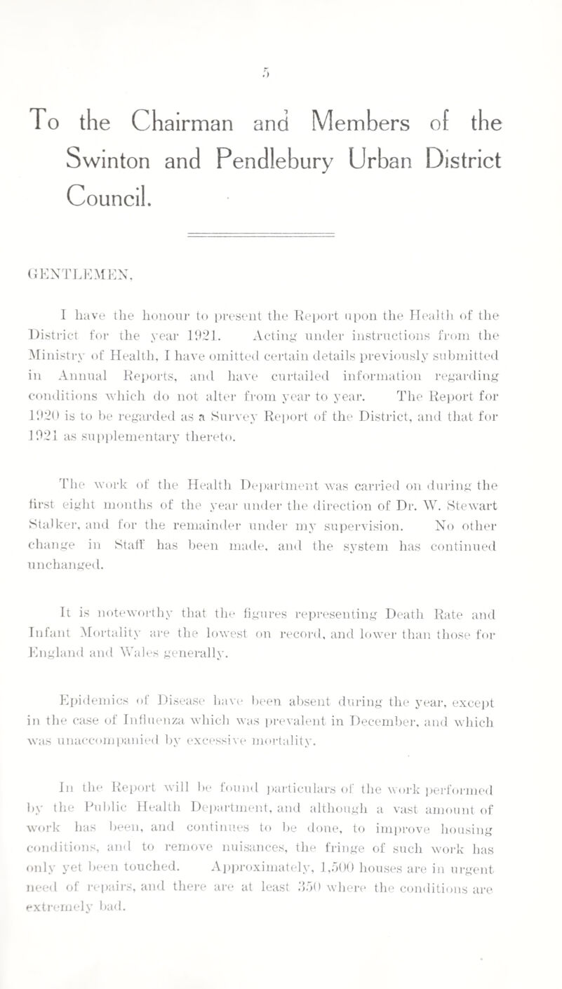 NOTIFICATION OF TUBERCULOSIS, 1921. PRIMARY NOTIFICATIONS. TUBERCULOSIS DEATHS.—There were 24 deaths from Tuberculosis (all forms) during the year. Four had not been notified to the Medical Officer of Health. Three of these were resident in districts outside this area, and were transferable deaths.