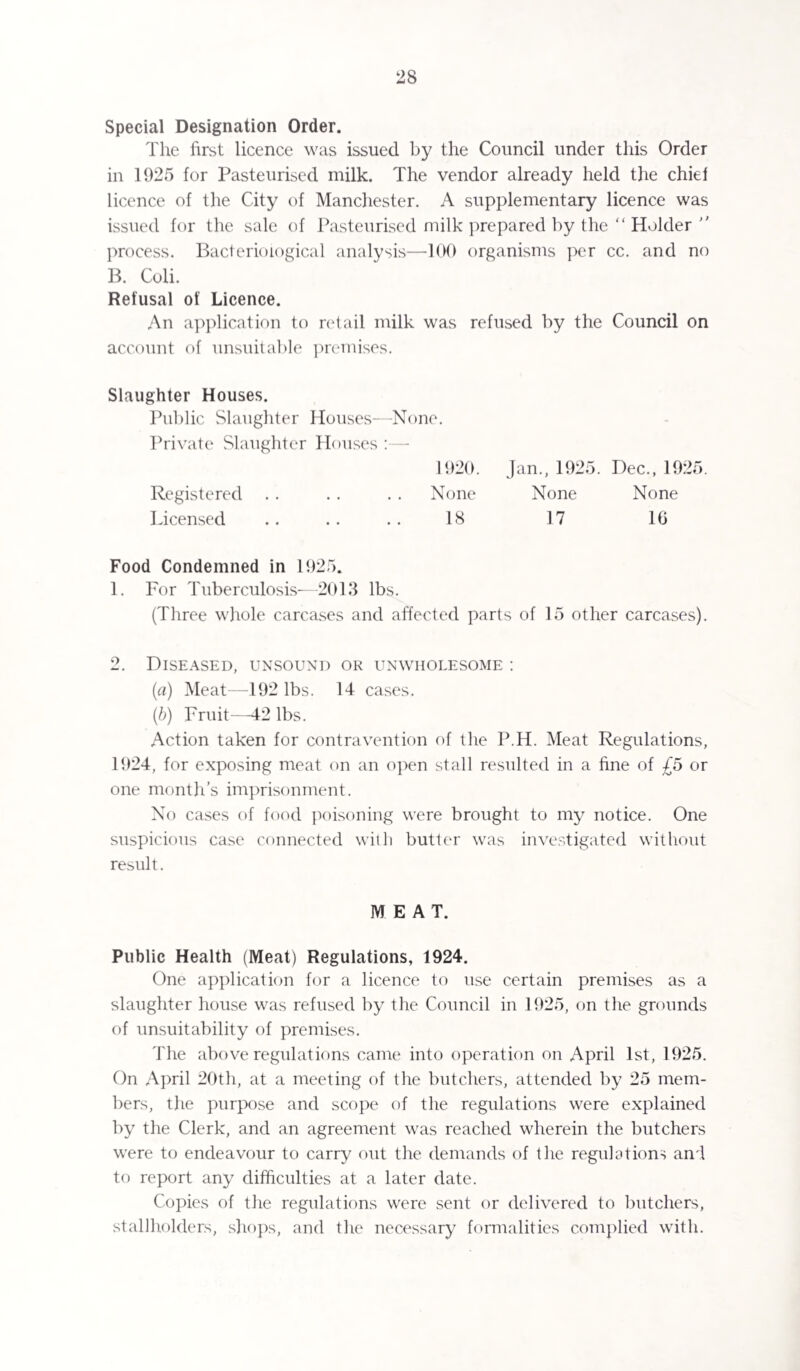 1G TOWNSHIP OF SWINTON. (Particulars kindly supplied by the Clerk to the Guardians). Number of persons in receipt of Out-door Relief in each month Men. Women. Children. January . . . . 46 97 145 February. . . .. 60 102 165 March. . . . . 62 111 169 April . . . .. 52 107 146 May . . . . . 58 121 158 June . . . . . 70 136 214 .T»iy . . . . . 62 120 169 August. . . . . 59 115 155 September .. .. .. 71 126 176 October. .. .. 64 123 162 November . . . . 61 114 157 December .. .. 63 117 159 Number of persons admitted to the Institution during the year .107 Number of persons admitted to the Infirmary during the year. 71 Total amount of Out Relief paid during the year—£3,979 16s. Id. Acts, Bye-laws, etc. The following Adoptive Acts relating to Public Health are in force in the district :— Infectious Disease Prevention Act, 1890. Public Health Act Amendment Act, 1890. Public Health Act Amendment Act, 1907. Bye-laws are in force for the following :— Construction cf new streets and sewerage thereof, 1869. Regulation of Hackney Carriages, 1869. Cleansing of Footways and the Prevention of Nuisance, 1869. Regulation of Slaughter Houses and of Lodging Houses, 1869. Paving of yards and Open Spaces in connection with houses, 1897. Prevention of the keeping of animals on any premises so as to be injurious to health, 1885. New streets and buildings, 1894 (see also page 68). Regulations in force :—• Dairies, Cowsheds and Milkshops, 1900.