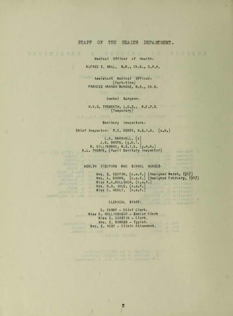 WARD VITAL STATISTICS - 1947. 1 1 POPULATION NOT 1F1EO BIRTHS DEATHS L INFANTILE DEATHS WARD CENSUS 1931 estimate' DEC.1946 No. Rate L - .... No. Rate No. Rate VICTORIA PARK • • • 5947 4647 80 17.2 61 H.l 2 25.0 OLD PARK . • • • 6404 10737 218 20.3 1 18 -10.9 6 27.5 MOORS IDE ... • • • 5347 7772 150 19.3 84 10.8 4 26.6 NEWTOWN ... • • • 4865 5566 116 20.8 63 11.3 7 60.3 MARKET . • • • 4U3 3110 83 26.7 52 16.7 4 48.1 EAST ••• ••• ... 5055 5914 132 22.3 58 9.8 3 22.7 CLIFTON . • • • 2796 3604 64 17.9 44 12.2 . 2 31.2 TOTALS • • • 35557 41350 843 20.37 , . 480 n. 28 — 33-2 6 /