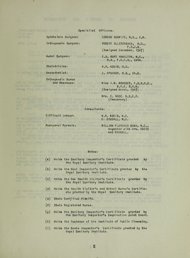 Causes of, and Ages at Death, during the year 1947,