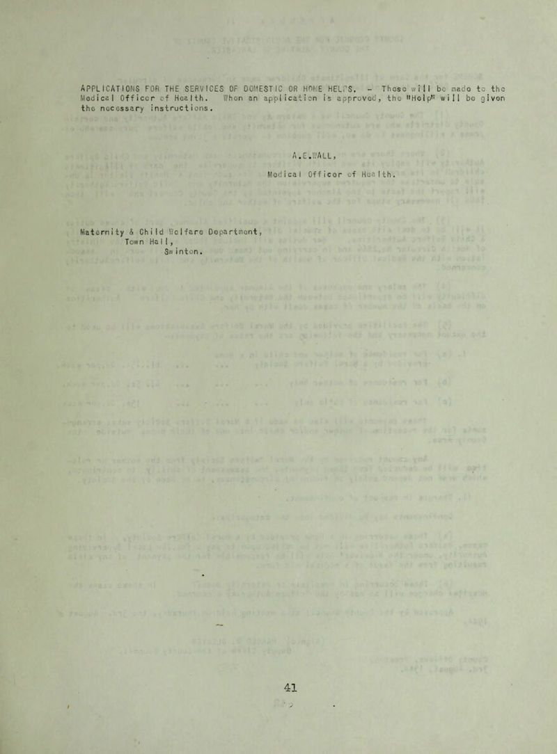 APPEND IX COUNTY COUNCIL FOR THE ADMINISTRATIVE COUNTY OF THE COUNTY PALATINE OF LANCASTER. SCHEME for the Care of Illegitimate Children made in pursuance of circular 2366 of the Minister of Health and submitted for his approval under section 204 of the Public Health Act, 193^* (1) The County Council as a Maternity and Child Welfare Authority and certain County Districts who are autonomous for maternity and child welfare purposes who ex¬ press a willingness to do so, will combine to operate a joint schema. (2) Where there are no special circumstances each Maternity and Child Welfare Authority will employ its own Health Visiters to supervise the care of illegitimate children in its area. Whore the circumstances are such that a Health Visitor is un¬ able to undertake tho required supervision the Maternity and Child Welfare Authority will report the facts to tho Almoner appointed by the County Council who will thon take all necessary steps for the welfare of mother and child. (3) The County Council will appoint a qualified Almoner, part of whose duties it will be to deal with cases of special difficulty roported to her by the Maternity & Child Yi'elfare Authorities. Her duties will include those sot out in tho Ministry of Health Circular No,2866 and in carrying out these duties she will work in assoc¬ iation with tho Medical Officer of Hoalth of the Maternity and Child WeIfareAuthority concerned. (4) The salary and oxponsos of the Almoner appointed to deal with cases of difficulty will bo apportioned between the Maternity and Child V.'clfaro Authorities on the basis of the number of cases dealt with by her. (5) The facilities provided by the Moral Welfare Associations will bo used to the oxtont necessary and the following arc the rates of payment:- I. (a) For residence of mother and child in a Home provided by a Moral Welfare' Society ... ... £ I.. 15s ♦ Od.pcr week. (b) For residence of mother only ... ... ... £|. 5S» Od.per week. (c) For residonco of child only ... ... ... 15s, Od.per week. These payments will also be made if a Moral Welfare Society makes arrange¬ ments for the reception of mother and/or child into one of their Homos outside the County Area. Any amount recoived by tho Moral Welfare Socioty from tho mother or rola- tivo will bo deducted from thoso payments, the assessment of ability to contribute, which do6s not depend solely on financial circumstances, to be made by tho Socioty. II. Charges in respect of confinement. Confinements may be divided into two categories:- (a) Thoso occurring in a Homo provided by a Mora] Welfare Society, In these cases, Y/olfaro Authorities will not be cal led upon to pay a foe.The Local Supervising Authority, undor tho Midwivcs' Acts will bo responsible for the payment of any claim resulting from the issue of a (nodical aid form. (b) Those occurring in Hospitals or Maternity Homes: In these cases the Hospital chargos will be mot by tho Welfare Authority concerned. Approved by tho County Council at a meoting held on Thursday, tho 3rcl* August 1944 . (Signed) HAROLD W. CLEAVER Ocputy Clerk of the County Council. County Offices, Preston. 3rd. August, 1944. 42