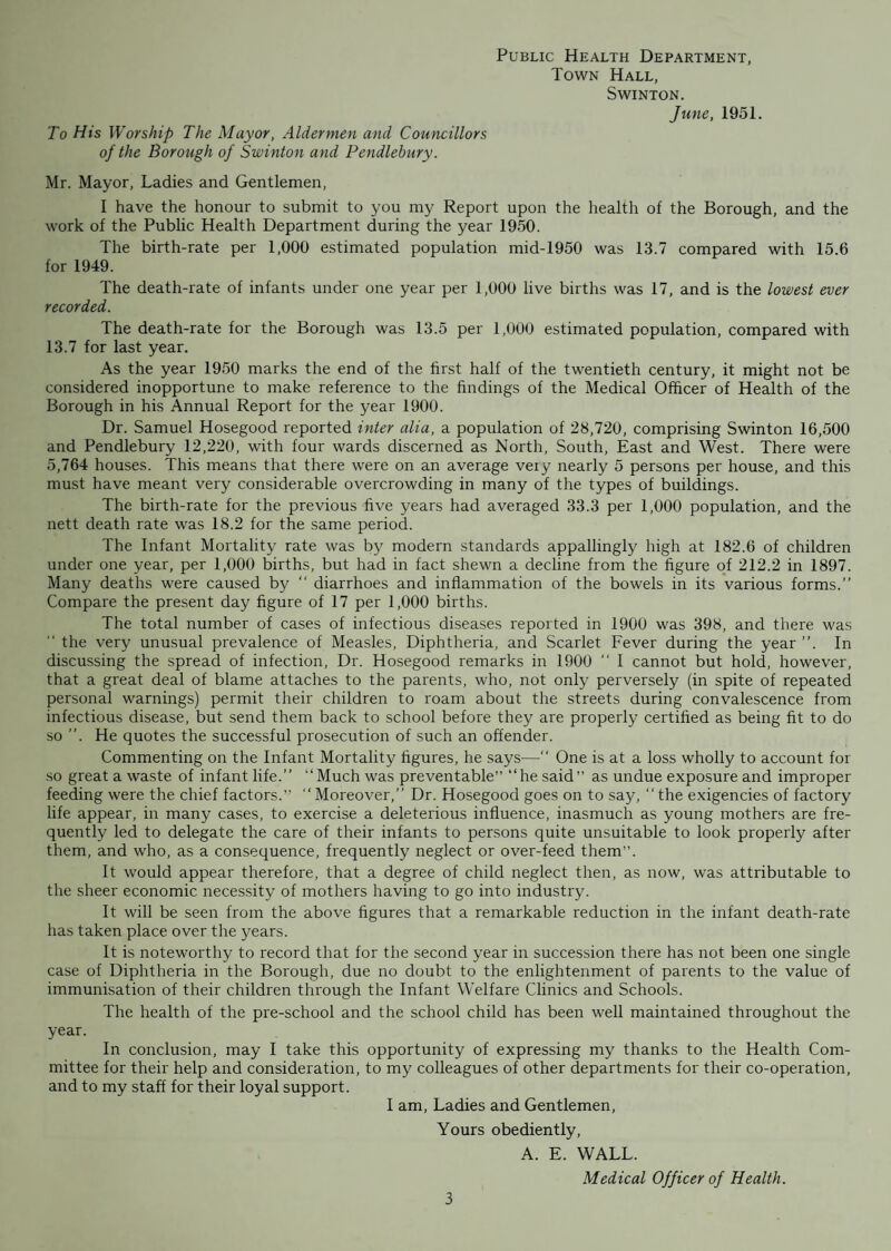 FACTORIES. The numbers of factories on the register at the end of the year were as follows :— With Mechanical Power ... ... 149 Without Mechanical Power ... ... 37 Other premises ... ... ... 2 188 320 inspections were made during the year. 3 Notices relating to insanitary conditions were served upon occupiers. These were complied with and no prosecutions were necessary. 22 Outworkers premises were inspected and found satisfactory. RODENT CONTROL. During the year, in addition to the house to house search, surface treatments were carried out at 307 premises comprising 242 dwelling houses, 24 Local Authority premises and installations, and 41 business and industrial premises. The house to house search and visits to treatments neces¬ sitated 5,236 primary and 1,241 revisits. Free services were continued at dwellinghouses following the adoption by the Health Com¬ mittee in 1948 of the provisions of Circular NS.19 of the Ministry of Agriculture and Fisheries. Treatments at business premises continued to be invoiced. The work of sewer treatment during the year comprised two complete sewer maintenance treatments in February and September, and in addition 10 per cent, of the sewer manholes were test baited. The several brook courses in the district received regular inspections and treatments as necessary.