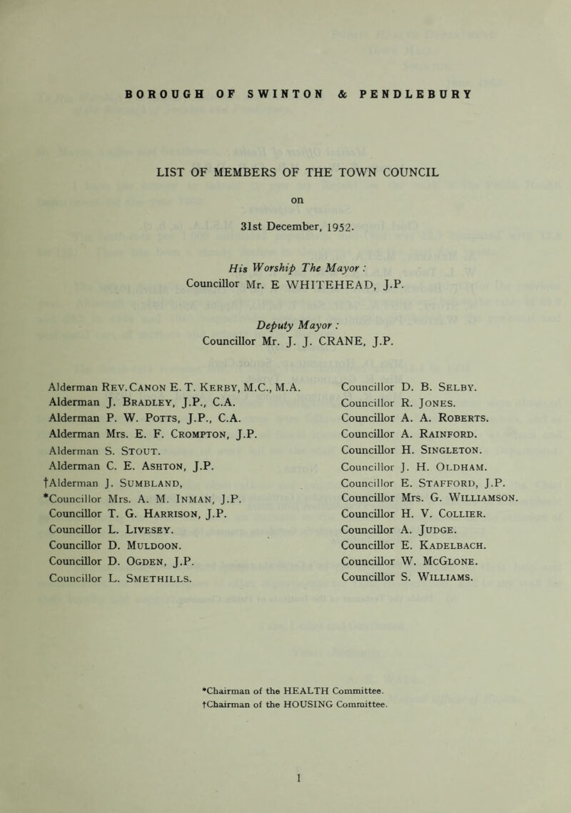 CAUSES OF, AND AGES AT DEATH, DURING THE YEAR 1952. _(Compiled from Records in the Department).