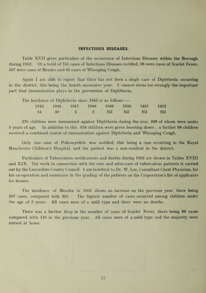 BOROUGH OF SWINTON AND PENDLEBURY ANNUAL REPORT of the Medical Officer of Health 19 5 2 By ALFRED E. WALL, M.B., Ch.B., D.P.H. Medical Officer of Health. .Including the Report of the Chief Sanitary Inspector.