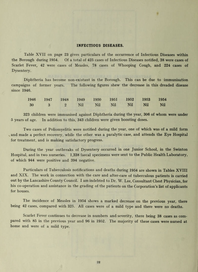 BOROUGH OF SWINTON AND PENDLEBURY ANNUAL REPORT of the Medical Officer of Health 19 5 4 By ALFRED E. WALL, M.B., Ch.B., D.P.H. Medical Officer of Health. Including the Report of the Chief Sanitary Inspector.