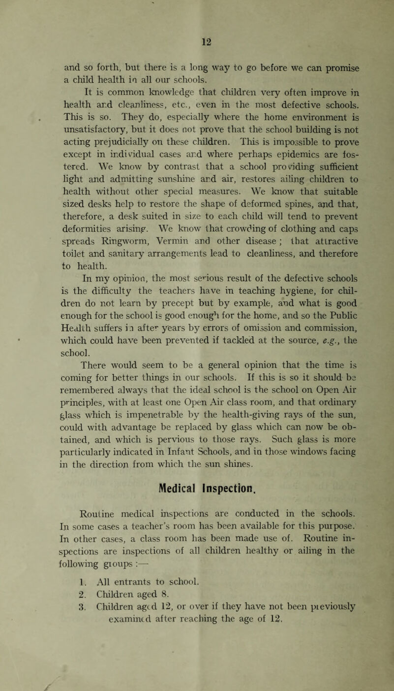 At the end of 1925, the patient seemed to have improved but was stilf unfit for school, as all the above signs were still present though in a lesser degree. The patient can be kept at home. 3. —Age 7. Began by being sleepy in school in June, 1924 ; turns night into day, had several weeks in hospital and con¬ valescent home, but did not improve ; tears bed clothes to shreds at night ; very naughty and quarrelsome—-marked salivation, picks nose until it bleeds ; has developed inter¬ mittent very severe dyspnoea ; knee jerks absent. By the end of 1925, the patient was, if anything, worse than ever, ar.d had to be sent to an Institution. 4. —Age 11.—Began in September, 1924, with extreme lassitude and debility, dull, emotionless expression on face, with open mouth, suggestive of adenoids, tremor of hands and arms, lies around for hours, not speaking to anyone ; sleep inversion. Face ar.d gait are typically Parkinsonian. At the end of 1925, the patient, in spite of hospital and other treatment, was worse. 5. —Age 10. Began February, 1924, with twitching of face and hands—very restless at night, drowsy during day time ; has developed a habit of spitting and picking nose ; speech in¬ distinct and slurring, nystagmus. At the end of 1925, patient was still restless at night, emo¬ tional, irritable and unxeliable. The original symptoms more or less constantly present together with an increasing weak¬ ness of the muscles, particularly of the back. 6. —Age 9. Began much like the previous cases in 1924 ; pupils unequal, emotionless expression on face, restless at night. Can scarcely stand upright for more than a few seconds with¬ out the head falling forwards on chest and the whole body bending forwards—marked alteration in habits; speech slurring ; knee jerks exaggerated. 7. —Age 11. Began in 1923, with coarse twitchings in arms and shoulders, and haemorrhage from nose ; sleeplessness at night, was confined to bed for 20 weeks and appeared to improve, but had a relapse in 1924. There is still twitchings of arms and shoulders and tremors of hands. Face expressionless ; pulls own teeth out ; picks nose until it bleeds ; sleeps badly at night, and is irritable and perverse. Muscle tone similar to cases already described. Institutional treatment was ob¬ tained for this case.