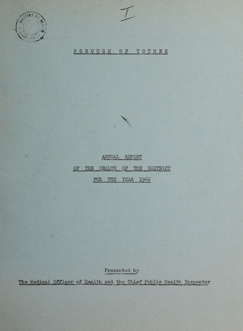 X ANNUAL REPORT OF THE HEALTH OF THE DISTRICT FOR THE YEAR 19 66 Presented by The Medical Officer of Health and the Chief Public Health Inspector