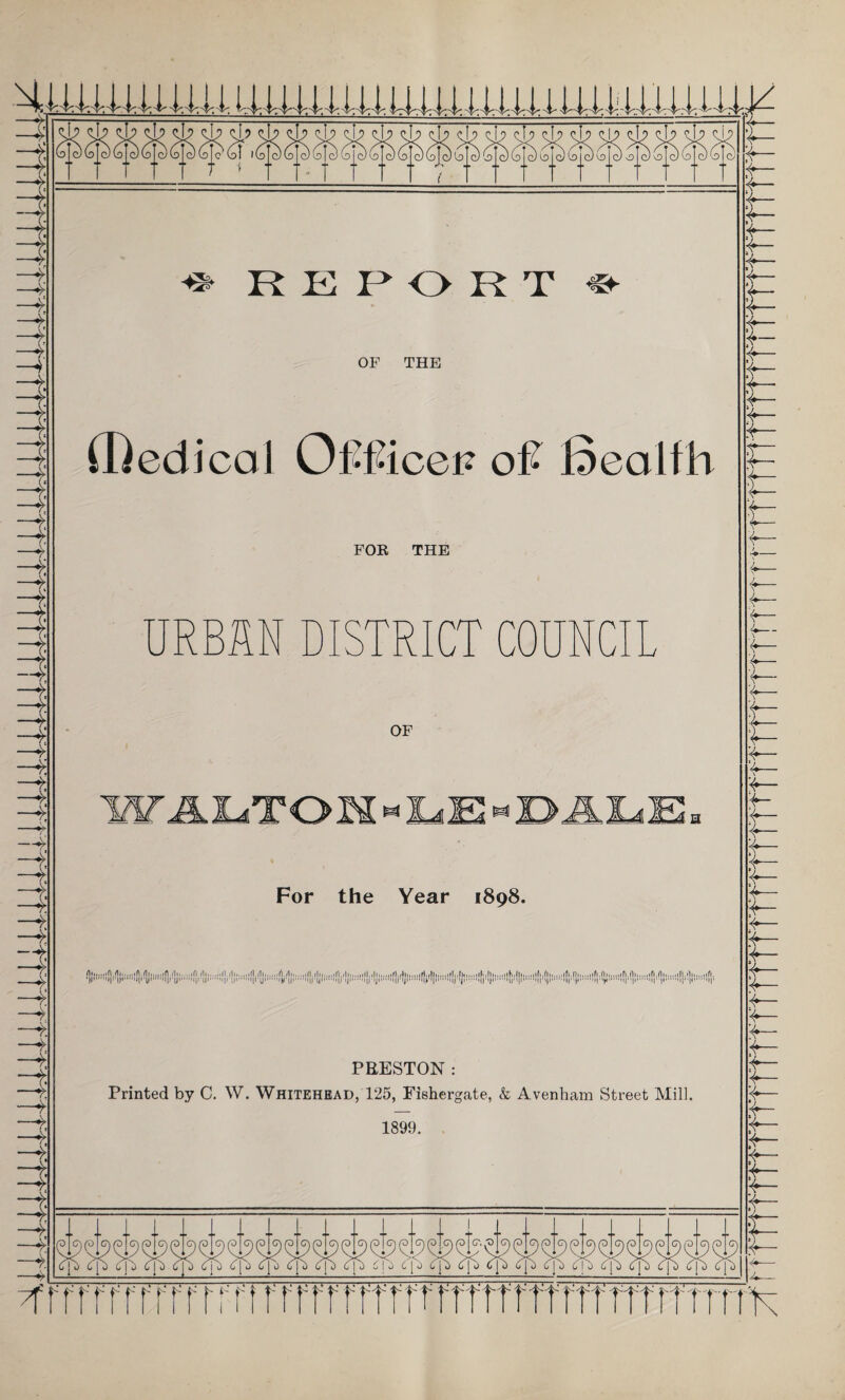 Li Ici-. L iiX. jiiii-i Li-X L Ill-U j Xrii^- 1 4 -4: —* -4 —b 3 1 -4 1 4 —b. 3 4: 4: —* —b -Y. b 0> OS 0> TO d> <tb Up <tb Up d? dp d Tpdpdpdp dp dp dj .!d (o c) G c) (o|i *» REPORT ^ OF THE ffledical Officer of Beolfh FOR THE RBffl DISTRICT COUNCI OF For the Year 1898. fl!H;??!f!ifl!:;j.•:!H1 f!!:: 1;!IHifl!• ',fl .•*» fli..r*n,/1.Mi.■rhrln..r.in./lii.iUi.,..,iMi.f|,«lii|,,l(fl.((i«i1M!iih,h|.,,,rih,l|i..Mlifi,fli.1,,1if>.ni.ifi.fli.1M1.»Mi.ifi.rti.ifl. Il.'ll1 IF,hM'll.ip U'.'I'll'.I'... ..'N il.I|ni,,itnj.i}'1!'1 ‘Ill '1'' 'lif'l'1.IJ'M.lj'9'.U'M1.I'M1' ’TH.I'M4.'I’M.....I' PEESTON: Printed by C. W. Whitehead, 125, Fishergate, & Avenham Street Mill. 1899. 4 iz 4 4 £- jt- .« 4— b— b—1 b— ^_ b— 4- b— *- b— b— $— b~ 4- 4- b- r r r rrrrrrrrnrrrrrrrrrrrrrrrrrrr rrr rrr fTTTTfk