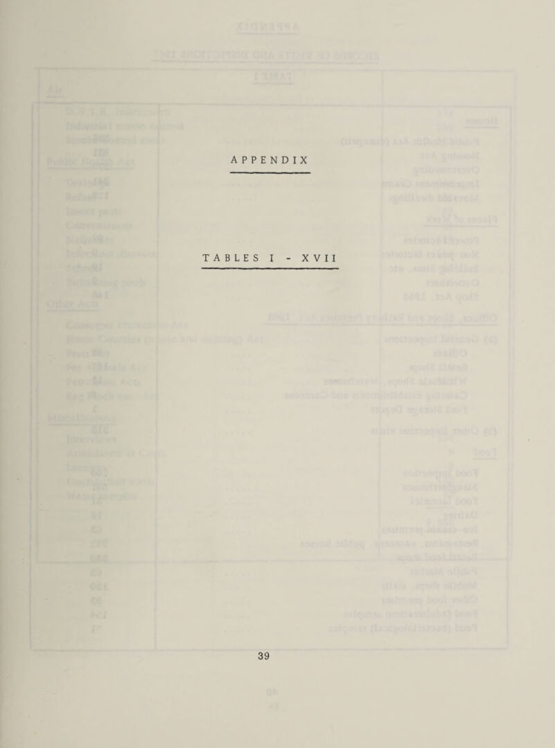 APPENDIX TABLES I - XVII