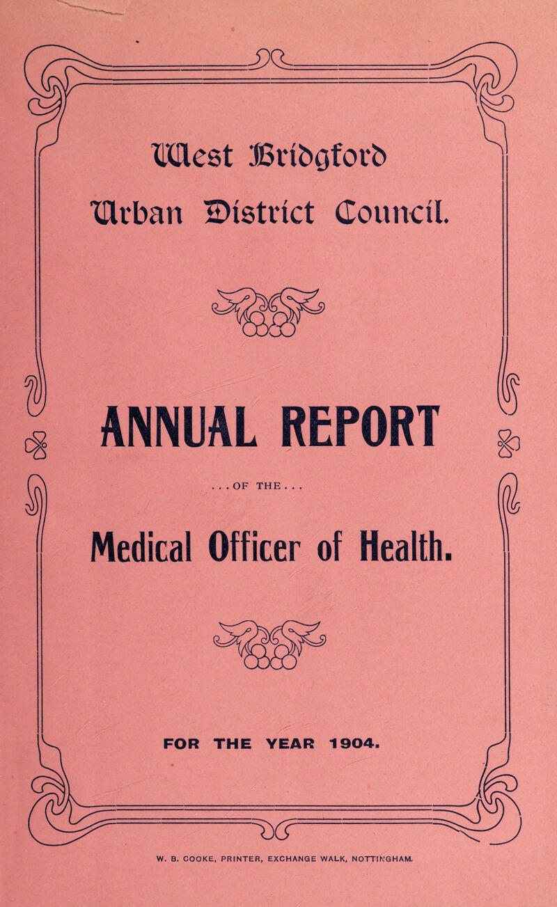 West Bnfcofovb turban district Council « ANNUAL REPORT W. B. COOKE, PRINTER, EXCHANGE WALK, NOTTINGHAM. cap