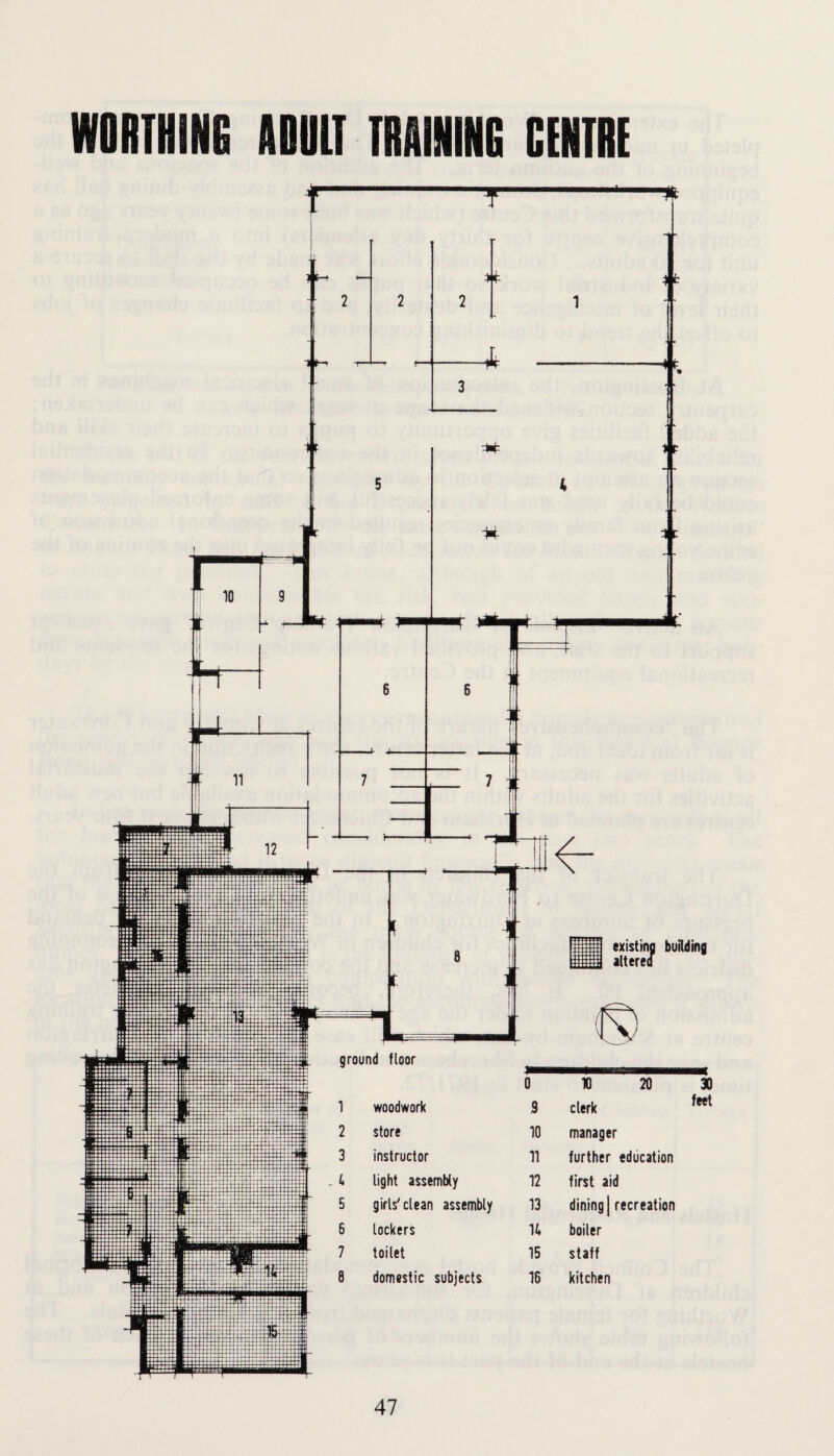 WORTHING ODUIT TRAINING CENTRE 10 clerk manager further education first aid dining I recreation boiler staff kitchen
